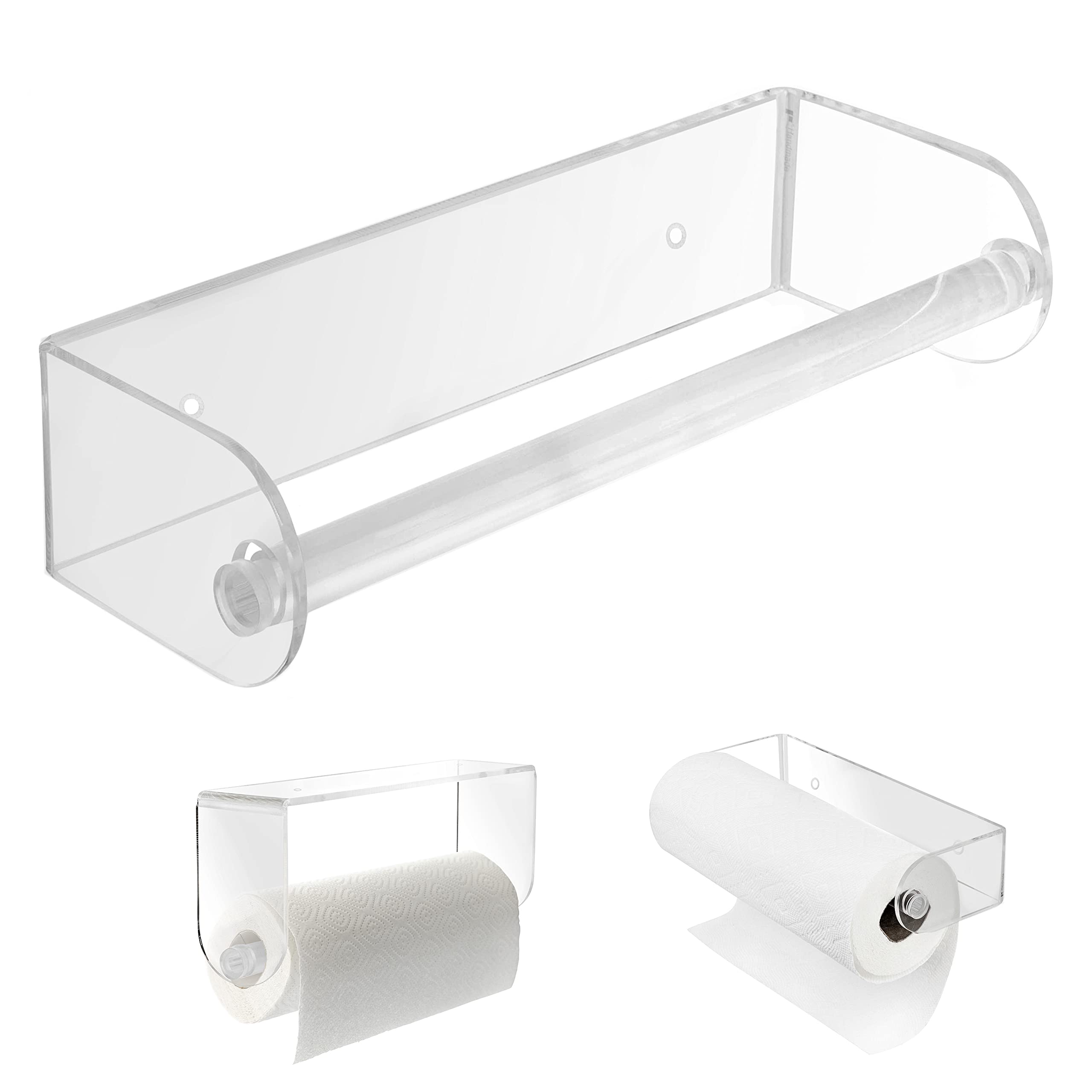 Clear Acrylic Wall Mount Paper Towel Holder - Modern Kitchen & Bathroom Organizer for Home & Office Use