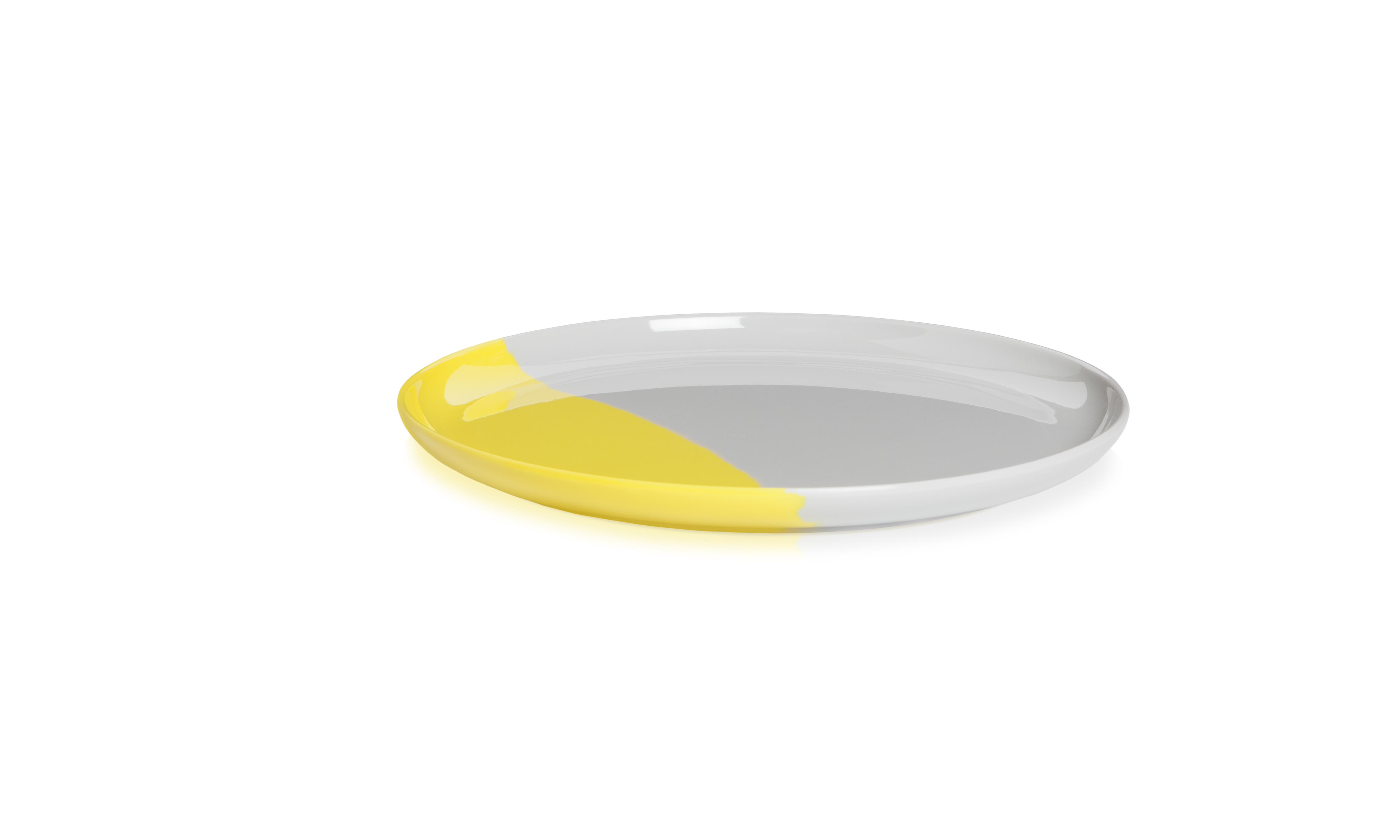 Melamine Salad & Dessert Plates Set of 4 - 1/2 Yellow & 1/2 Grey - Durable & Lightweight for Outdoor Picnics, BBQs, and Party Serving