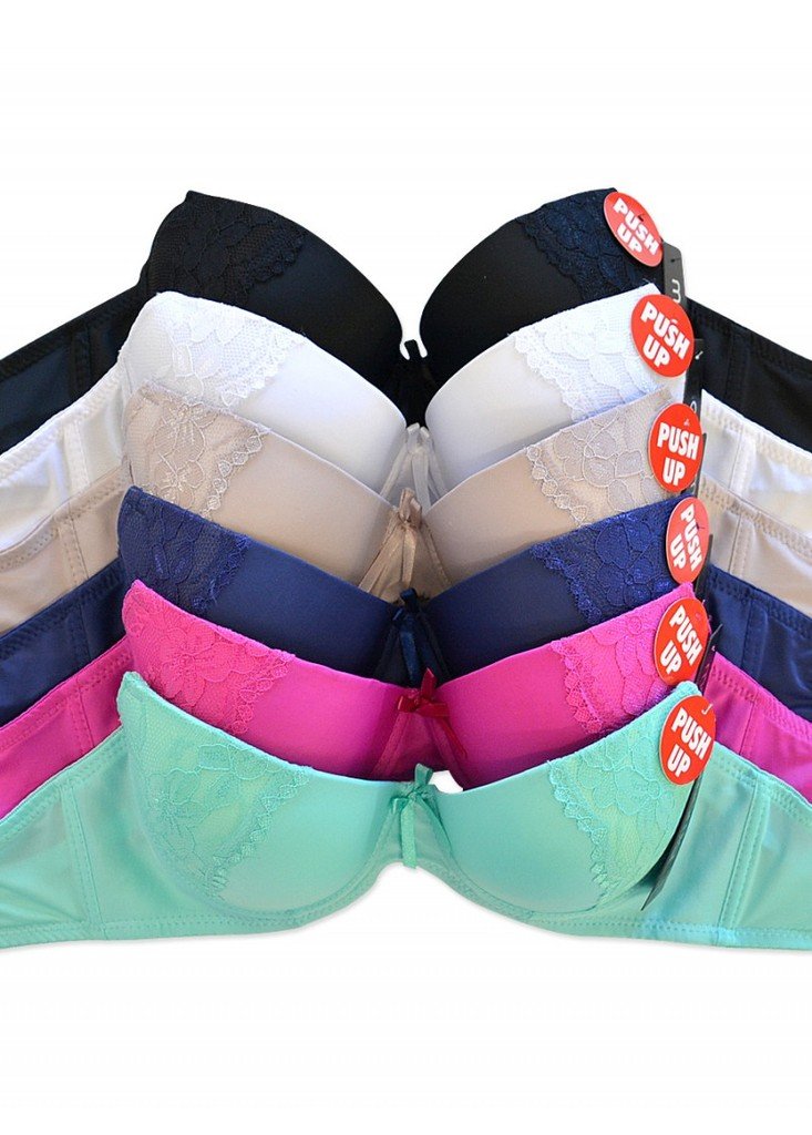 Mamia Women's Push Up Bras 6-Pack - Comfortable Lace Underwire Bra Set for Everyday Wear, Workout & Special Occasions
