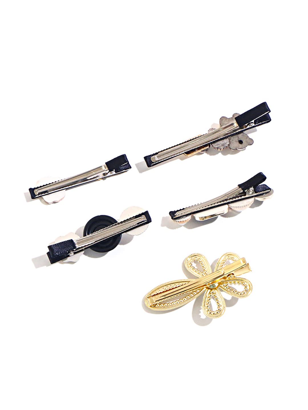 Elegant Yellow Pearl Hair Clips for Women & Girls - 5-Piece Alligator Clips Hair Accessories Set for Black Hair, Perfect for Parties, Weddings & Daily Styling - Ideal Gift for Women & Girls
