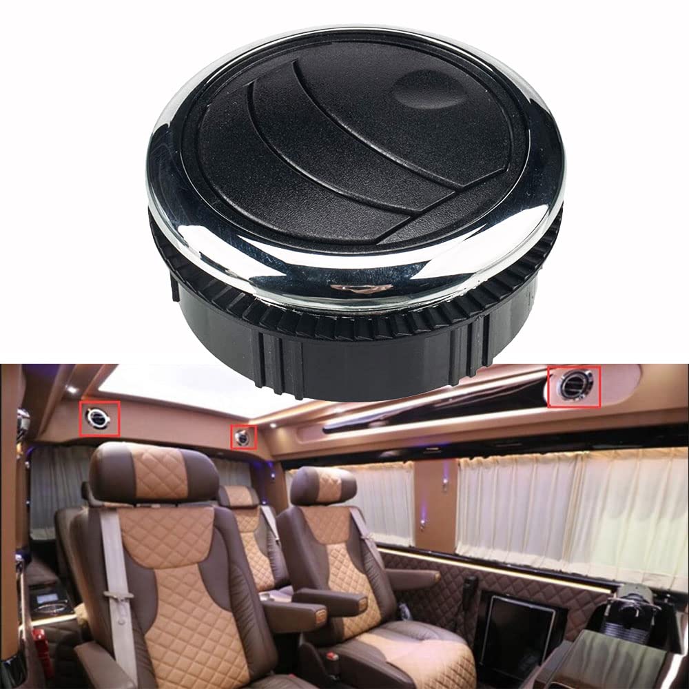 2PCS Universal Round Air Vent Deflector for Car RV Bus AC - Black Ceiling Ventilation Outlet Cover | Improve Airflow & Comfort in Vehicles, Campers & Mobile Homes