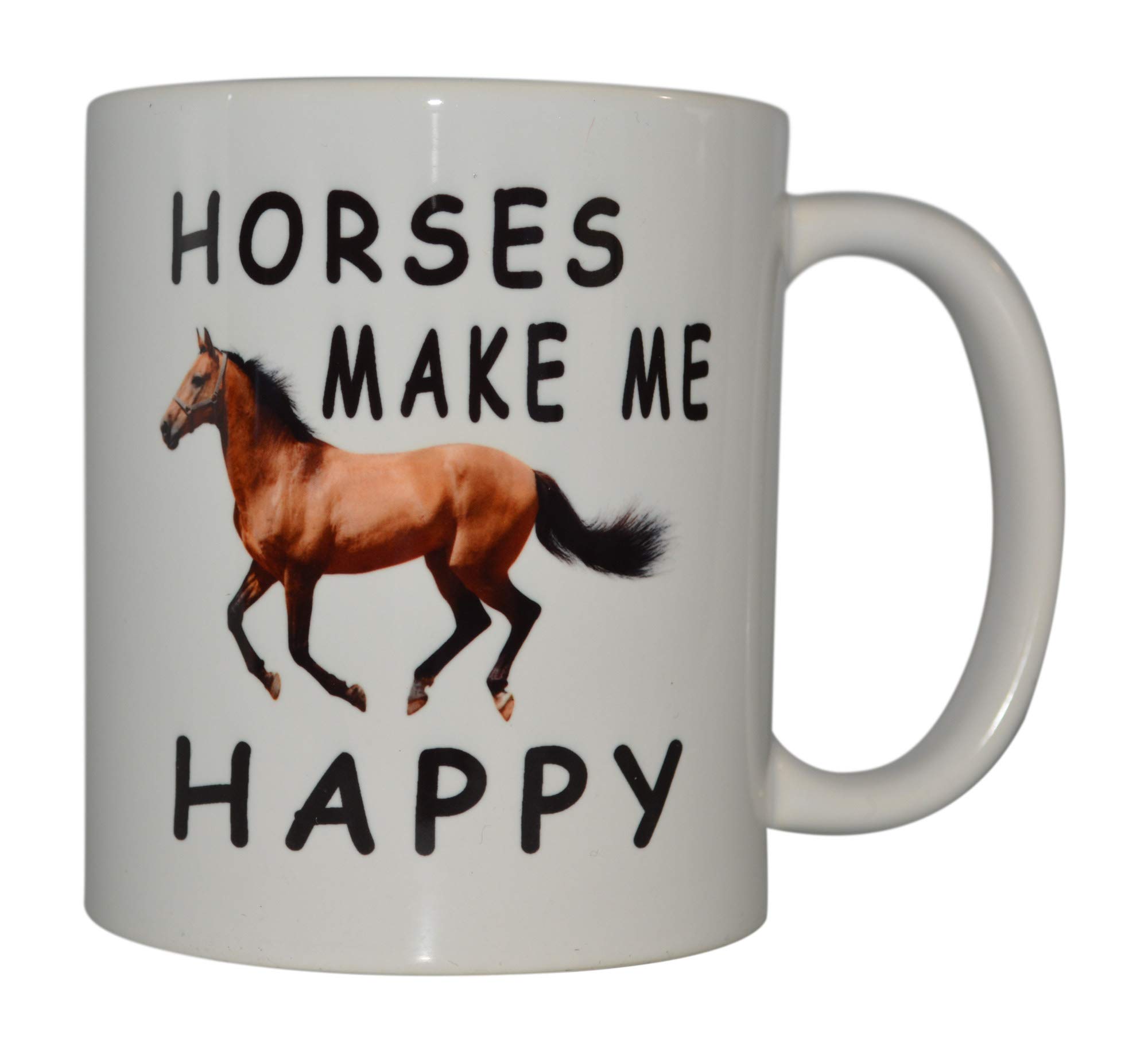 Rogue River Tactical Funny Coffee Mug - Horses Make Me Happy Novelty Ceramic Cup for Office, Home & Camping Use