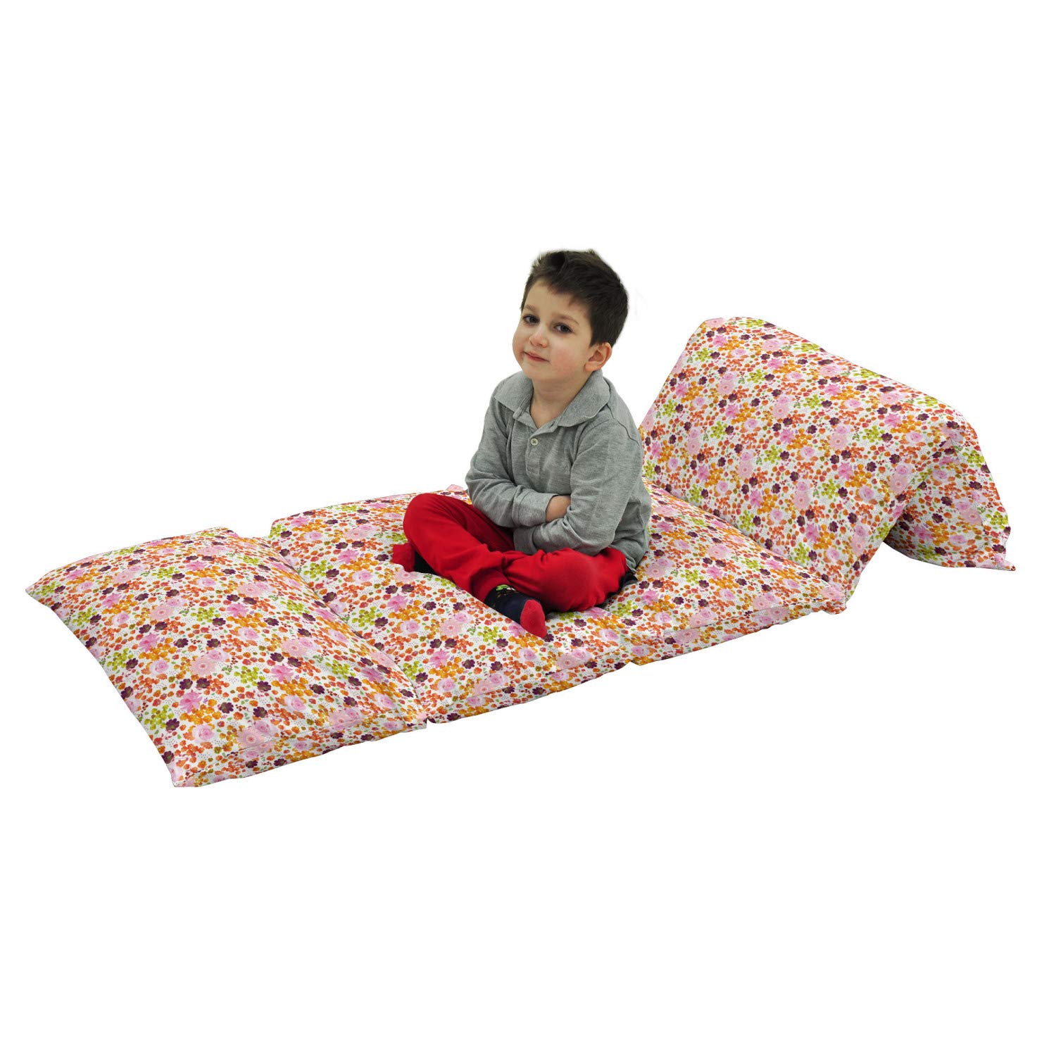 **Ambesonne Spring Floor Pillow Lounger Cover - Colorful Floral Roses Daisy Gardening Blossoms Romantic Nature Design - Printed Fabric Case for 5 Pillows (88