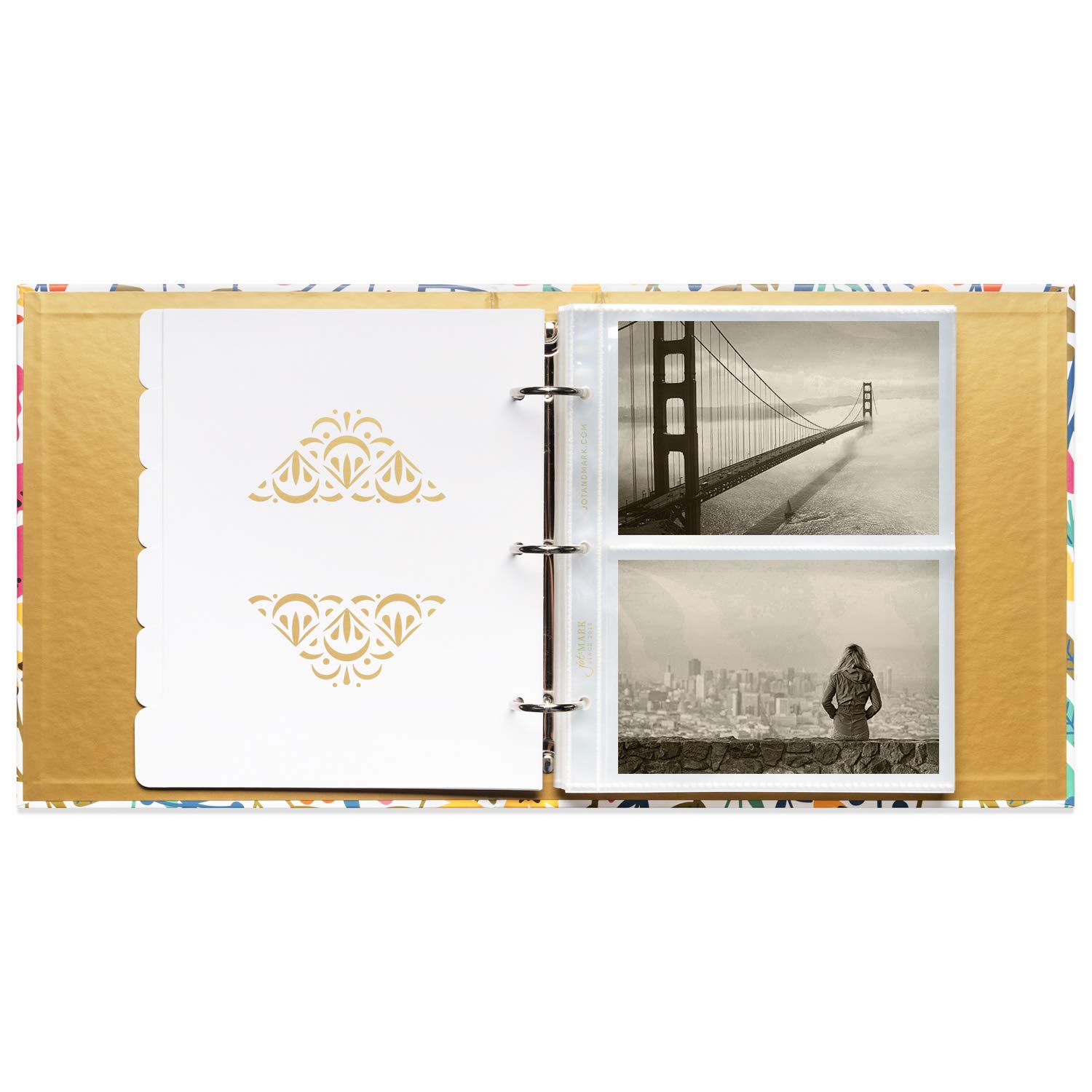 Jot & Mark 4x6 Photo Album with 200 Clear Pocket Sleeves - 6 Tab Dividers & 3-Ring Binder (8.5x9.5 Inch, Wildflower Bouquet Design) - Perfect for Wedding, Baby, Travel & Family Photo Organization