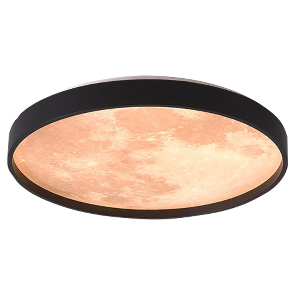 Dimmable LED Moon Ceiling Light - Round Black Modern Bedroom Lighting Fixture for Cloakroom, Aisle, Balcony & Home Decor | Energy-Efficient Indoor Lamp for Living Room, Nursery, Hallway