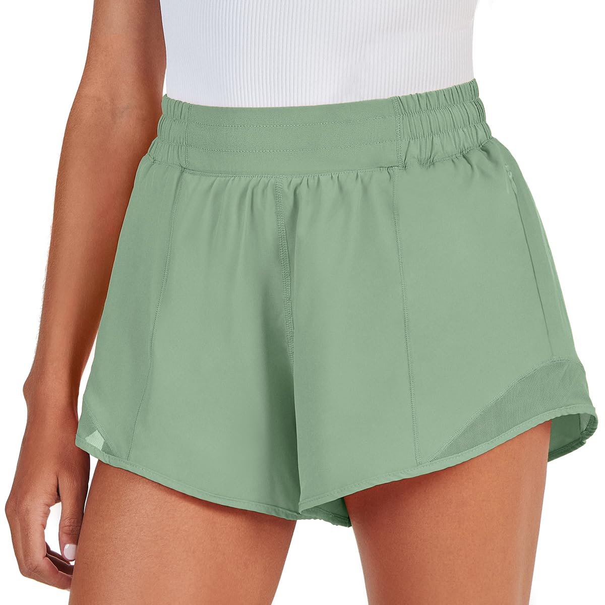 ANRABESS Women's Running Shorts - Quick Dry Athletic Sports Shorts with Zip Pocket - Lightweight Workout Gym Shorts for Running, Yoga & Fitness Training