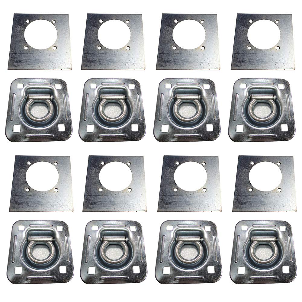 Stevens Lake Parts 890ZN-01 - 8-Piece D-Ring & Mounting Plate Set for Truck Cargo Haulers & Trailers - Heavy Duty Tie Down Anchors for Secure Load Transport