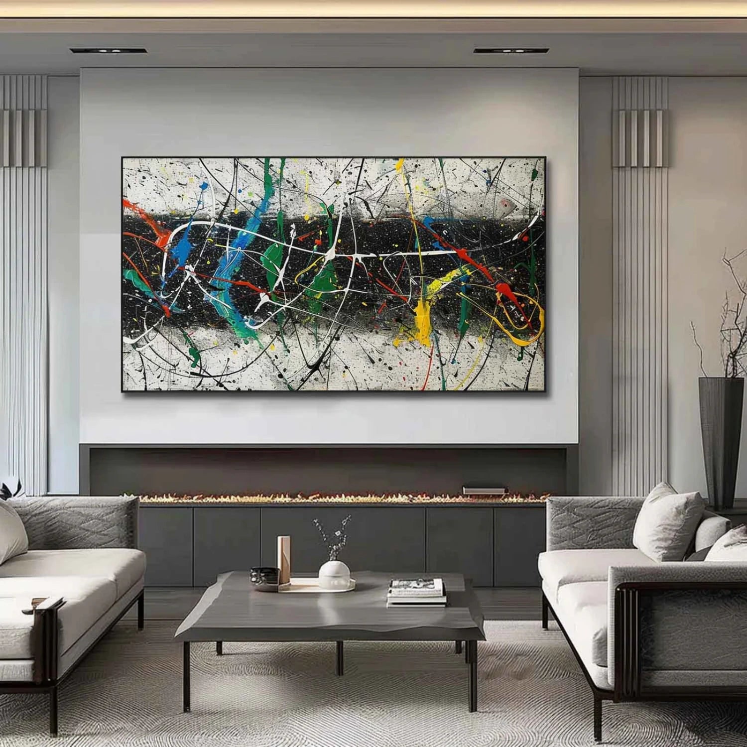 Pollock Art #JP010 - Abstract Drip Painting Inspired by Jackson Pollock - Perfect for Modern Home Decor & Office Wall Art