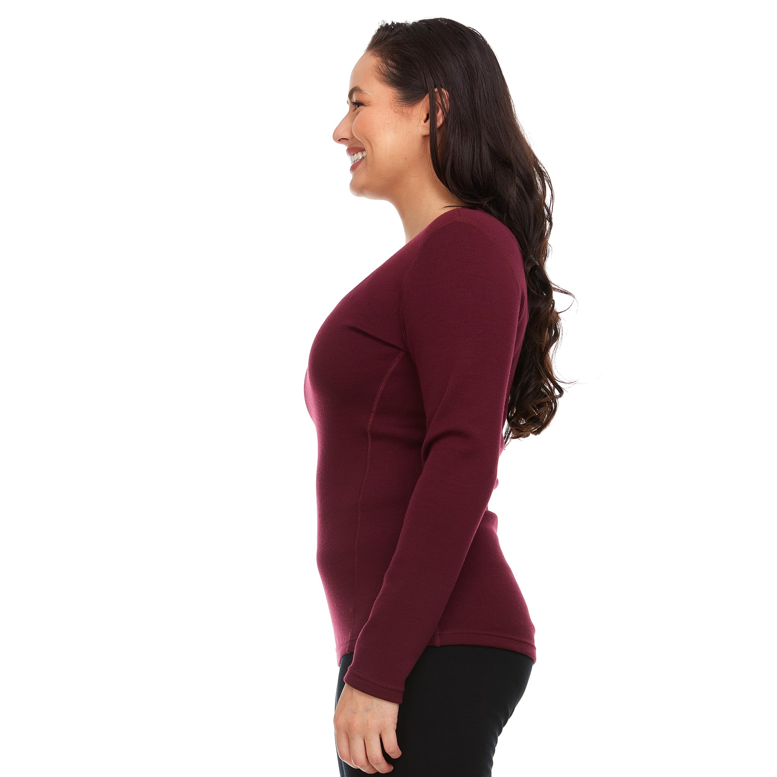 Premium 100% Merino Wool Women's Thermal Base Layer Top - Soft Long Sleeve Crewneck Shirt for Hiking, Skiing & Winter Outdoor Activities
