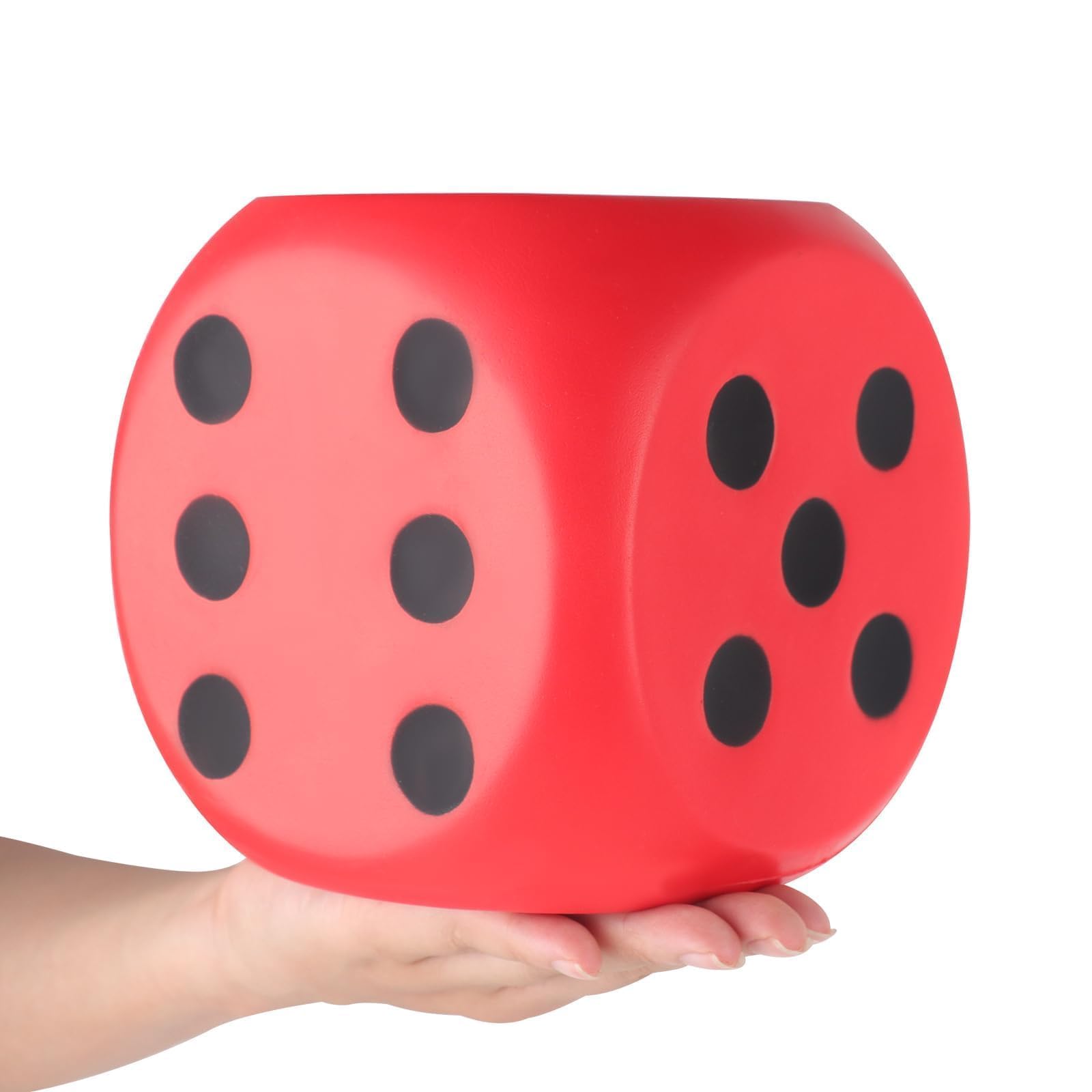 Anboor 5.9 Inch Large Foam Dice Squishies - Jumbo Squeeze Stress Relief Toys, Giant Dice Game Collection for Kids & Adults, Decorative Props for Parties & Home Decor (Red) - Perfect for Stress Relief, Classroom Rewards, and Game Night Fun