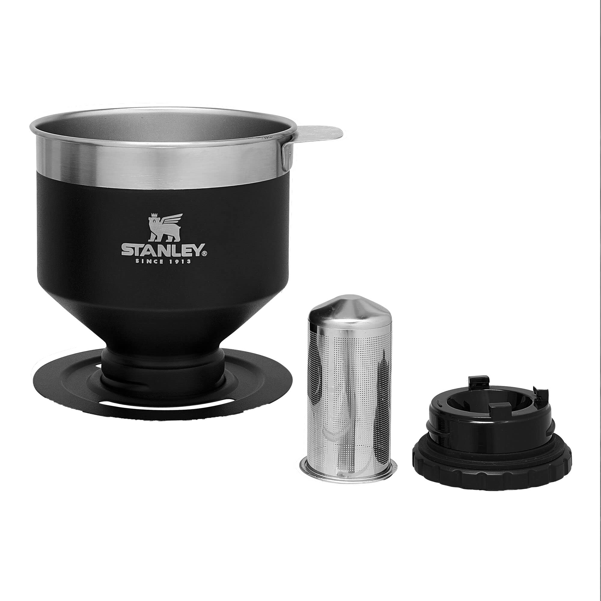 Stanley Perfect Brew Pour Over Coffee Maker - Manual Single Cup Drip Coffee Maker with Reusable Stainless Steel Filter | BPA-Free & Easy to Clean | Matte Black Design | Perfect for Home, Office & Travel Use