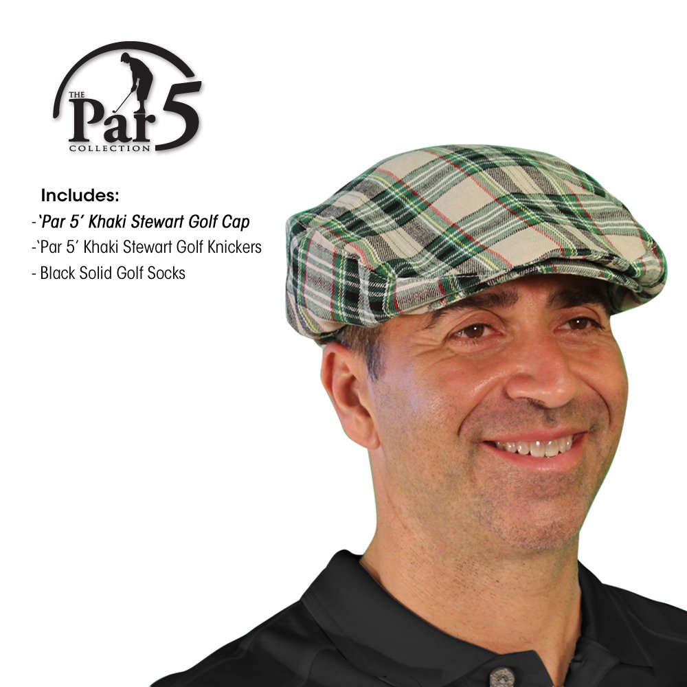 Stewart Collection Men's Plaid Matching Golf Cap & Socks Set - Stylish Golf Accessories for Men - Perfect for Golf Courses, Casual Wear & Outdoor Sports