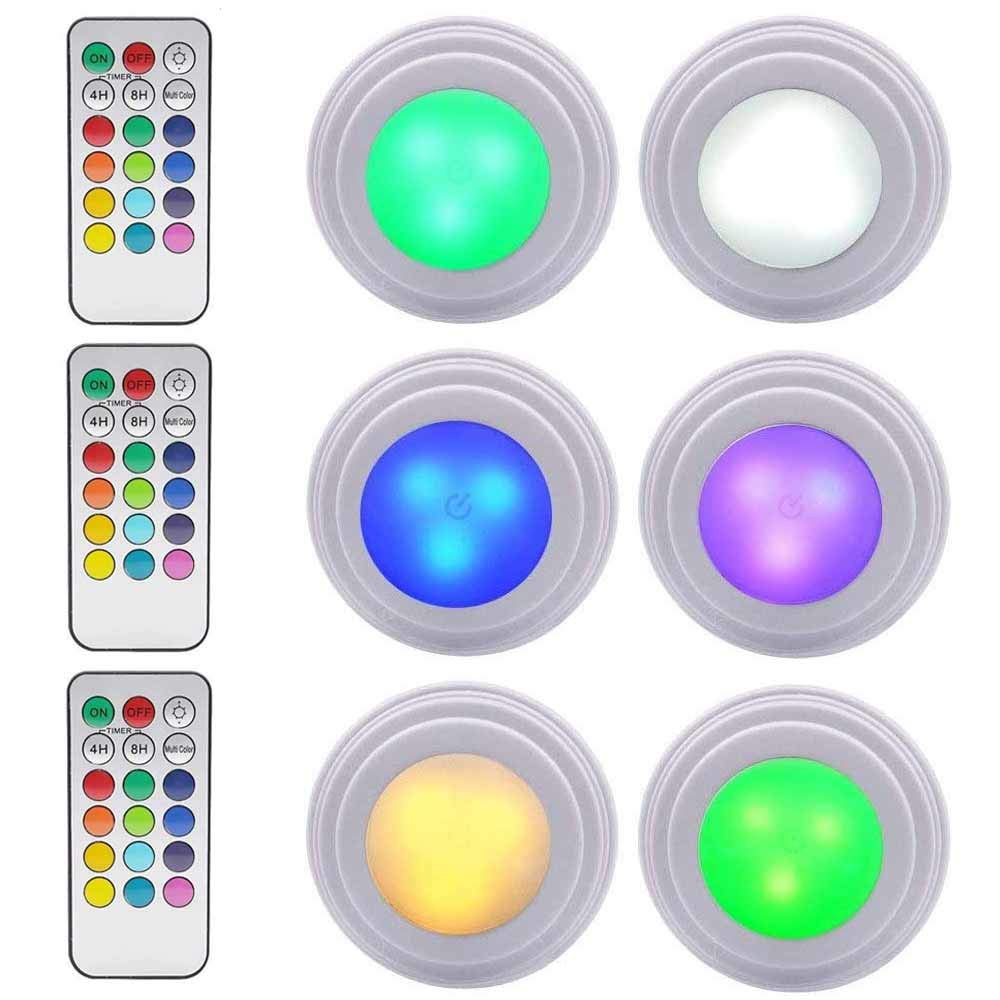 6 Pack Wireless Remote Control LED Strip Lights - Self-Adhesive RGB Multi-Color Changing Closet Lighting with Dimmer | Perfect for Bedroom, Kitchen, Wardrobe & Home Decor