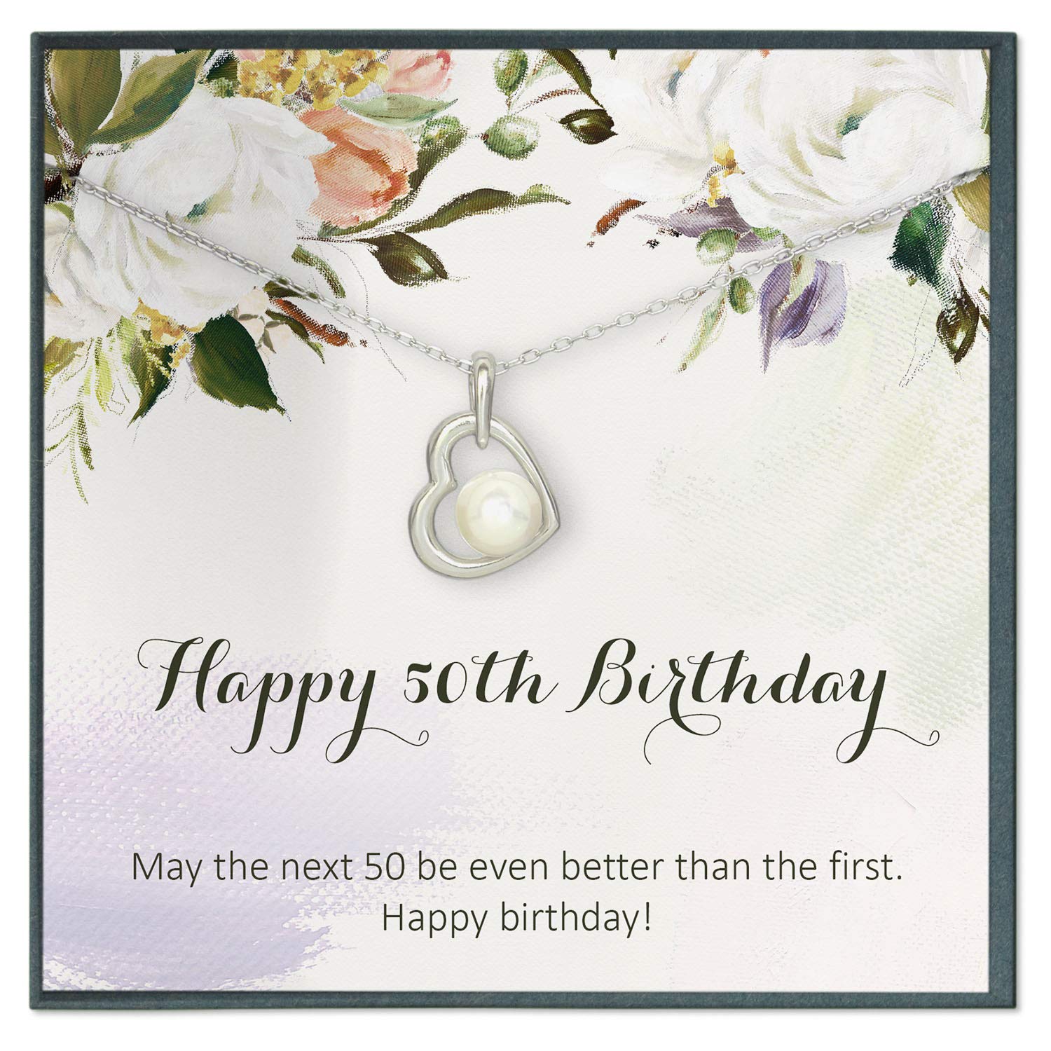50th Birthday Gift for Women - Elegant 50th Birthday Necklace with Inspirational Quote Card - Perfect Jewelry Gift Idea for 50 Year Old Women - Great for Birthday Parties, Milestone Celebrations & Special Occasions