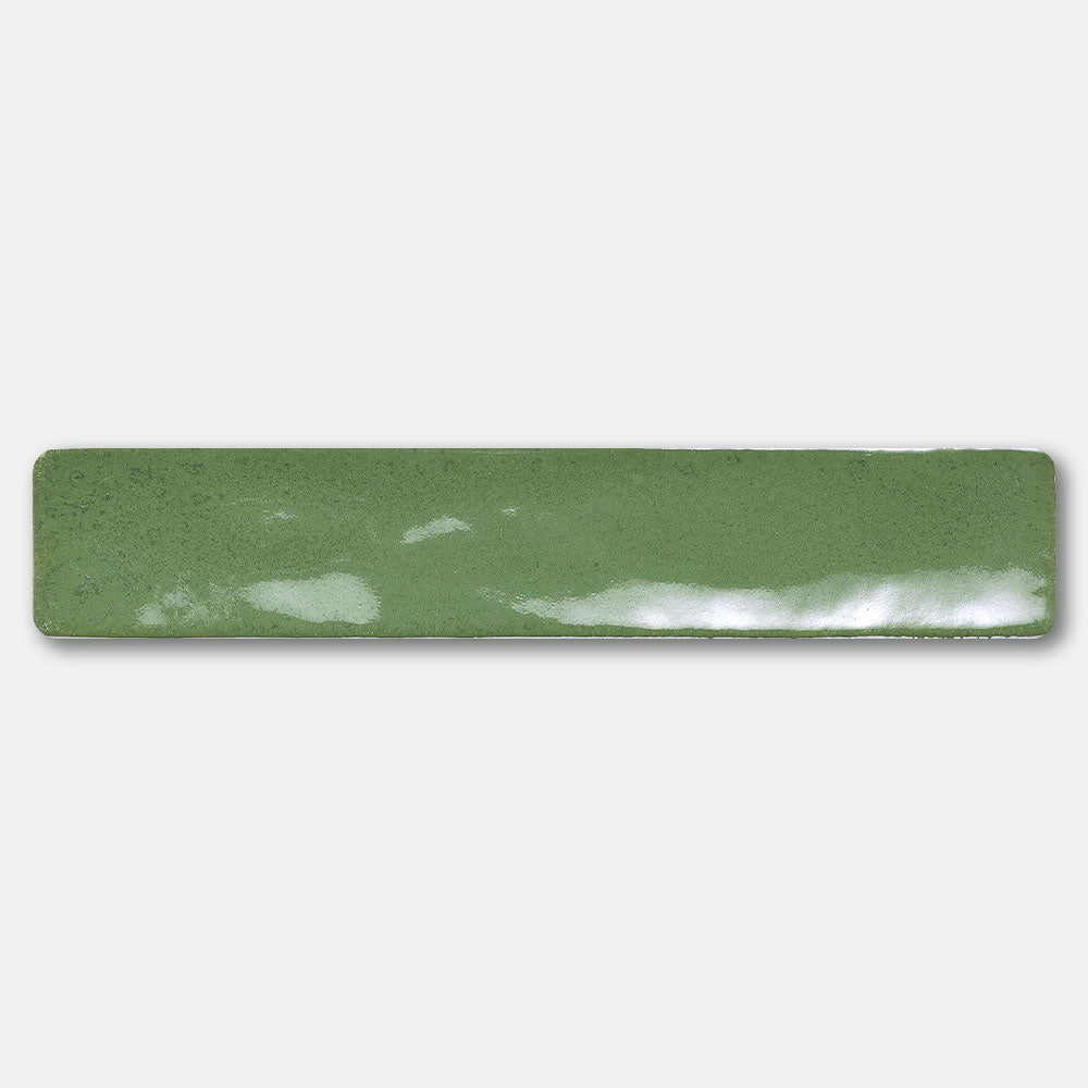 Handmade Mykonos Emerald Green 50X250 Zellige Gloss Subway Tile - Perfect for Kitchen Backsplash, Bathroom Walls & Mediterranean Style Home Decor