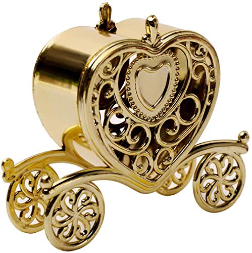 12-Pack Heart Shaped Candy Boxes - Elegant Carriage Gift Boxes for Wedding Favors, Baby Showers & Parties (Gold) | Perfect for Valentine's Day, Bridal Showers & Romantic Celebrations