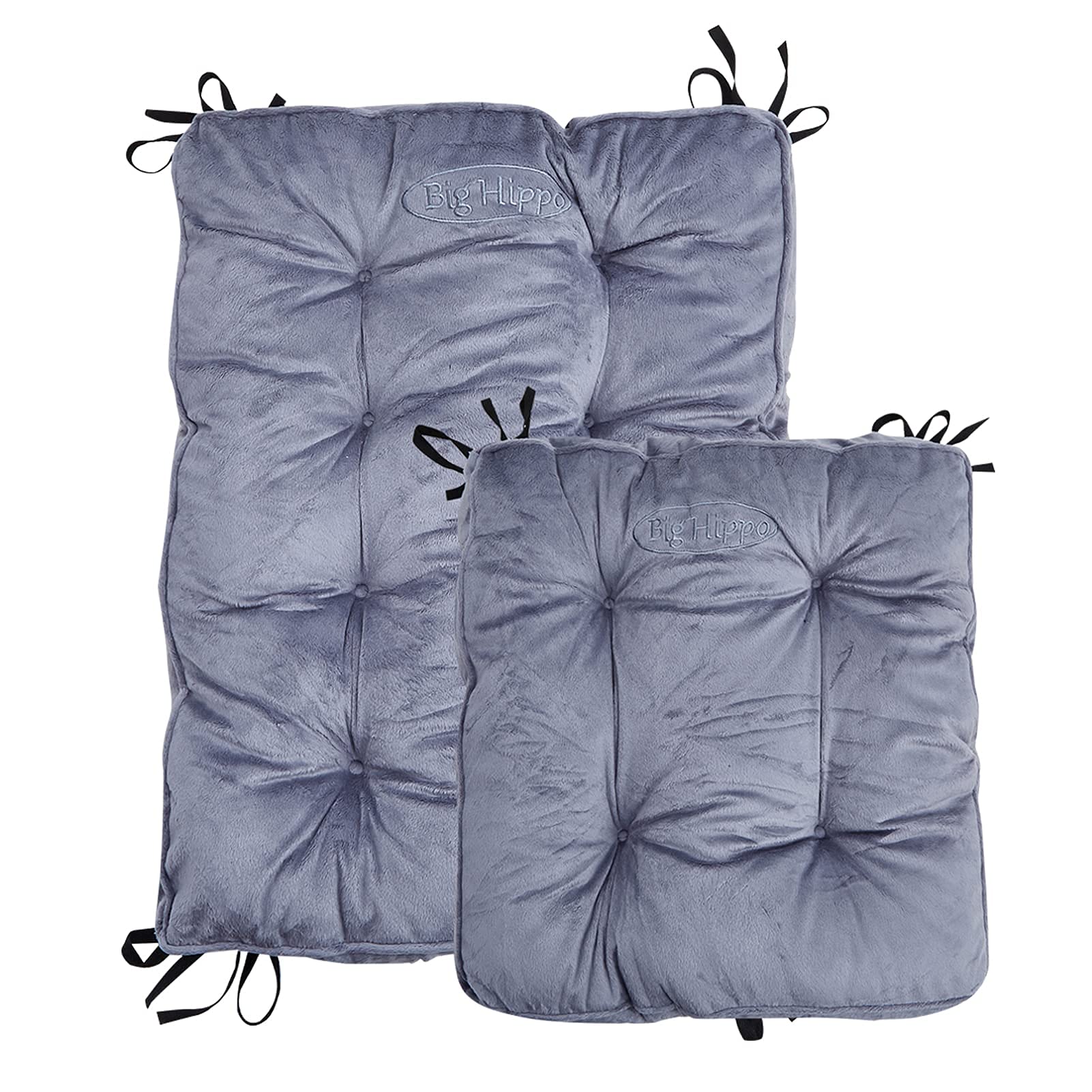 Big Hippo Rocking Chair Cushions Set - Soft Thickened Seat Pads with Ties for Indoor, Office & Home Use - Comfortable Rocking Chair Pillow Cushion (Grey) - Perfect for Nursery, Porch, Living Room & Relaxation