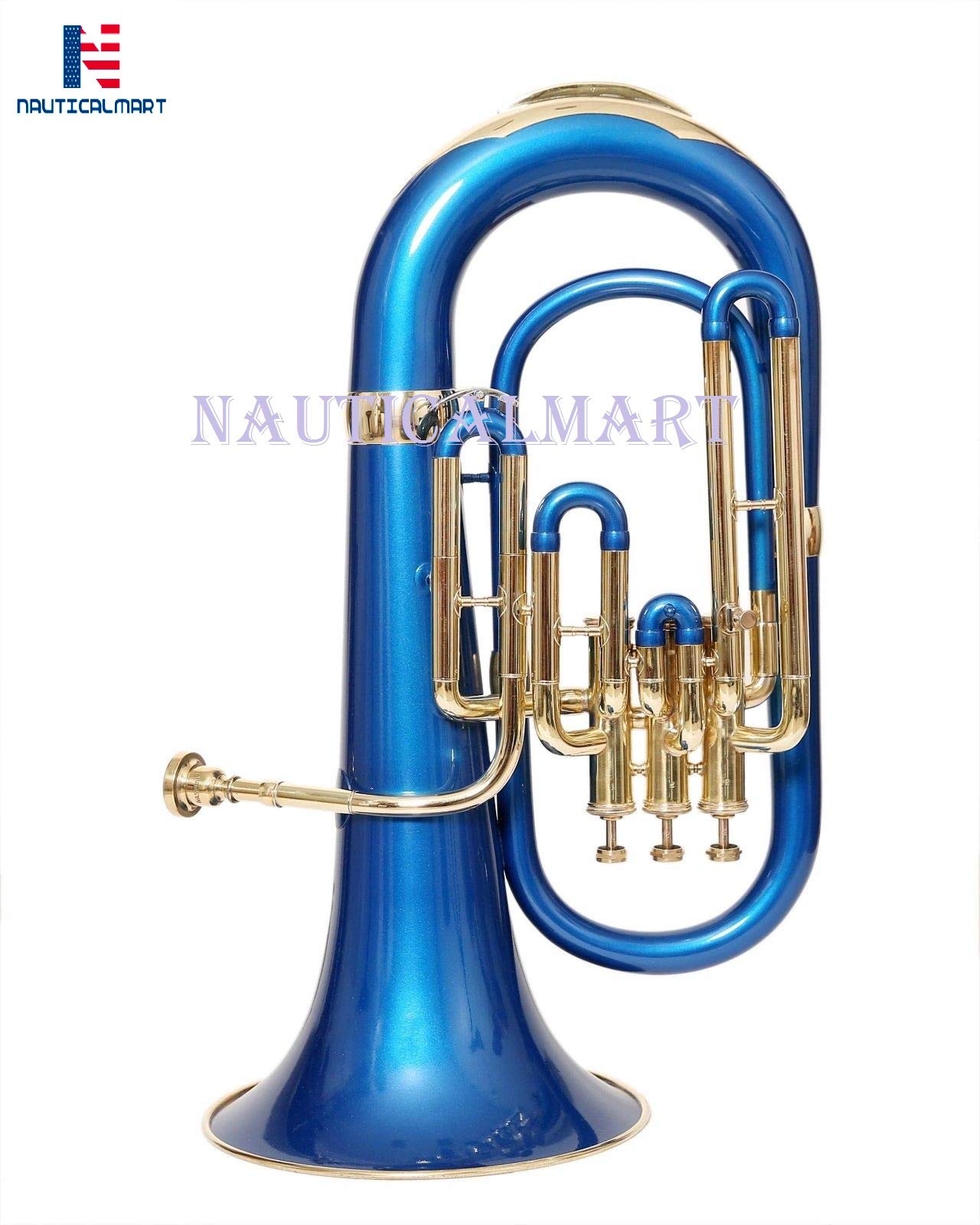 Professional Brass Bb Euphonium 3 Valve - Blue Lacquer Finish Musical Instrument for Beginners & Students | Perfect for Marching Bands, School Performances & Gift Giving