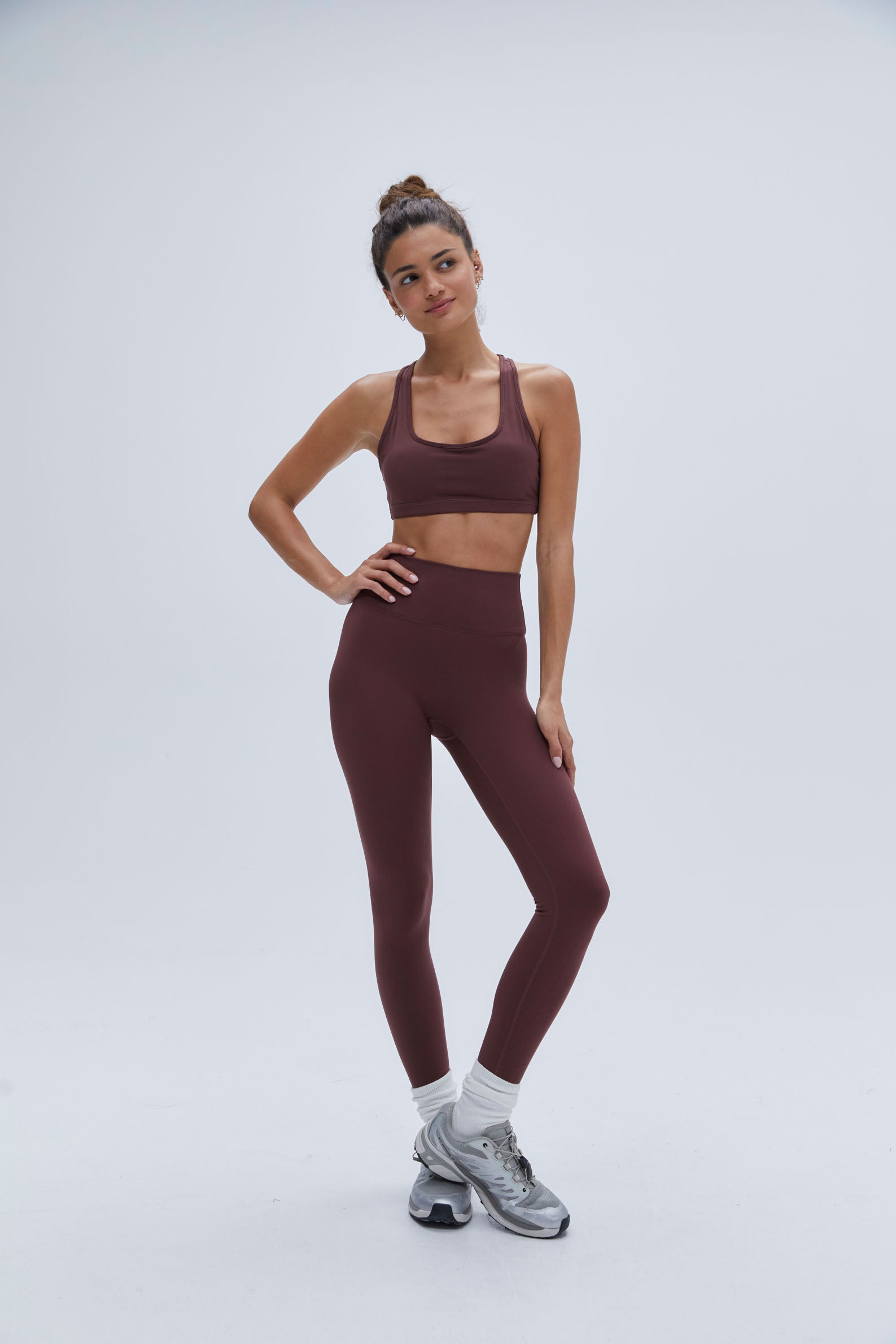 Premium High-Waist Yoga Leggings for Women - Burgundy Red Workout Pants, Tummy Control & Squat Proof - Perfect for Gym, Running, Pilates & Lounge Wear
