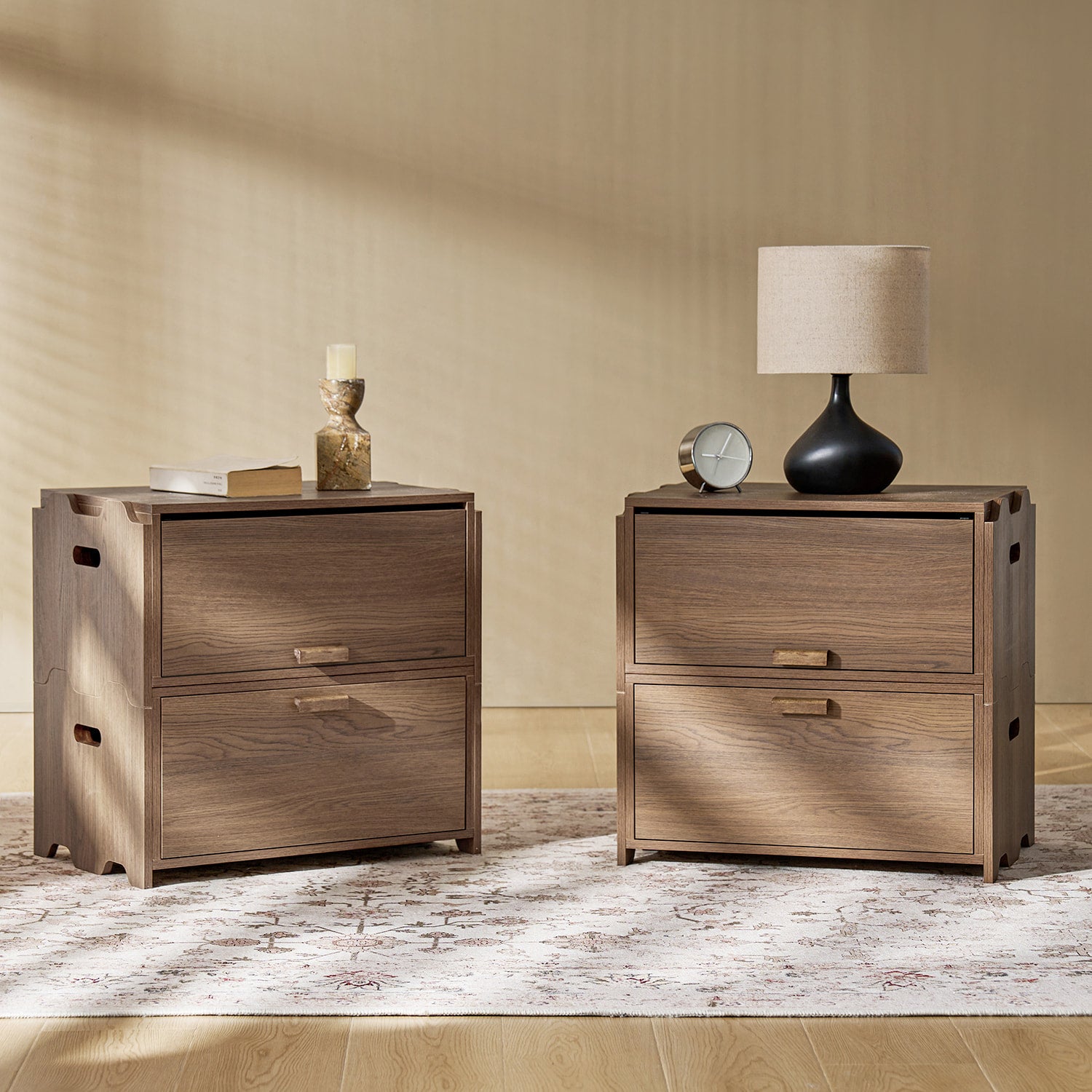 Modular Stackable Storage Drawers Nightstand with Flexible Organization - Hagen Space-Saving Bedside Organizer for Bedroom, Office & Dorm Room