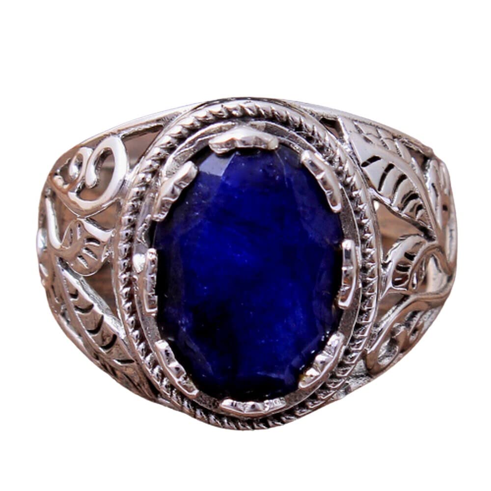 Blue Sapphire 925 Sterling Silver Ring for Women | Oval Gemstone Bridesmaid Ring | Prong Set Handmade Statement Jewelry | Perfect for Weddings, Parties & Special Occasions