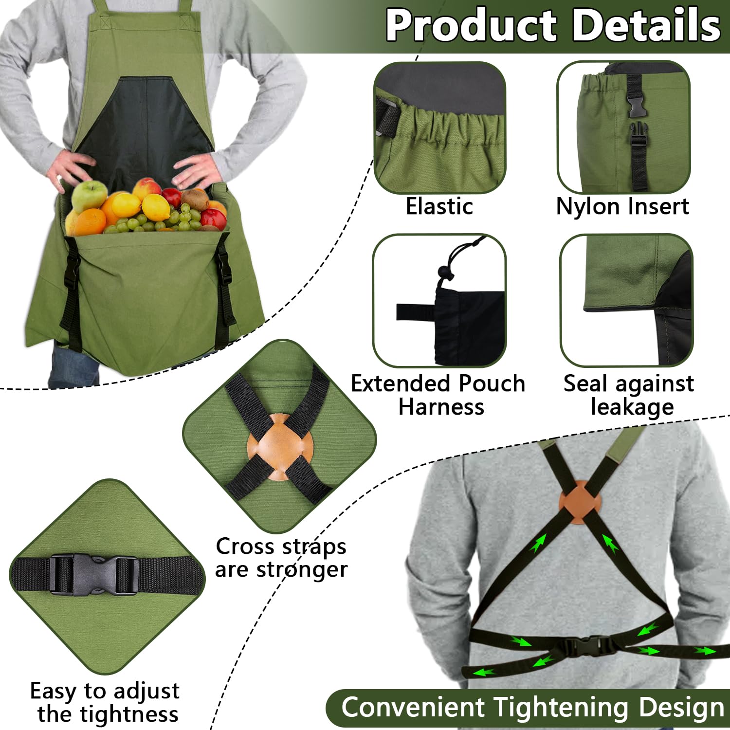 Durable Gardening Apron with Pockets for Men & Women - Heavy Duty Harvest Apron for Planting, Weeding & Outdoor Work - Perfect Gardening Gift for Her & Him - Ideal for Gardeners, Farmers & DIY Enthusiasts