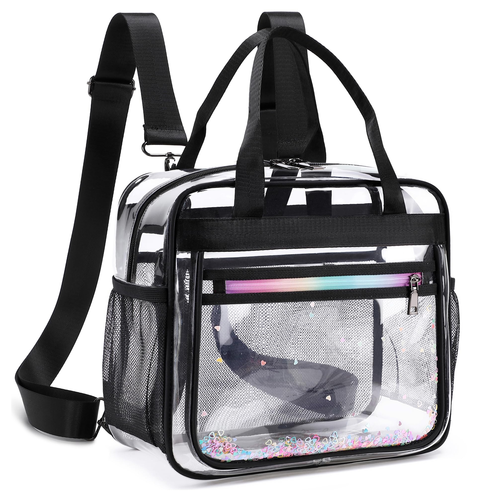 Clear Backpack for Girls & Women - Heavy Duty Transparent TPU School Bag with Shoulder Straps, Large See-Through Bookbag for Teens & Students - Perfect for Elementary School, Travel & Daypack Use (Black)
