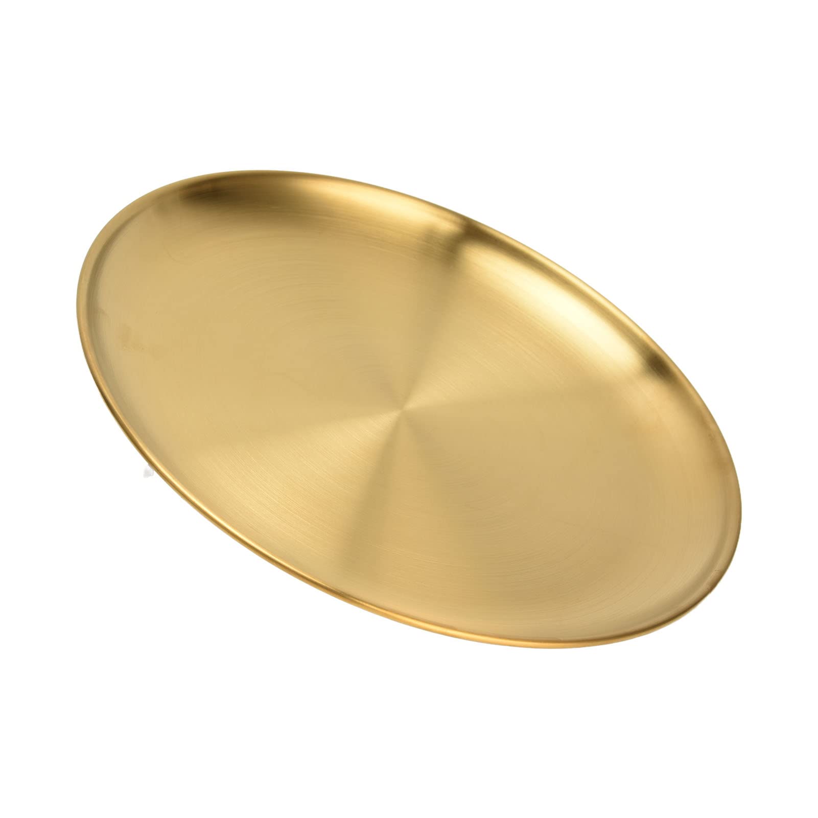 01 02 015 Stainless Steel Serving Plates - Golden Thickened Round Serving Dishes for Dining & Kitchen - Lightweight & Durable for Parties, Restaurants, and Home Use
