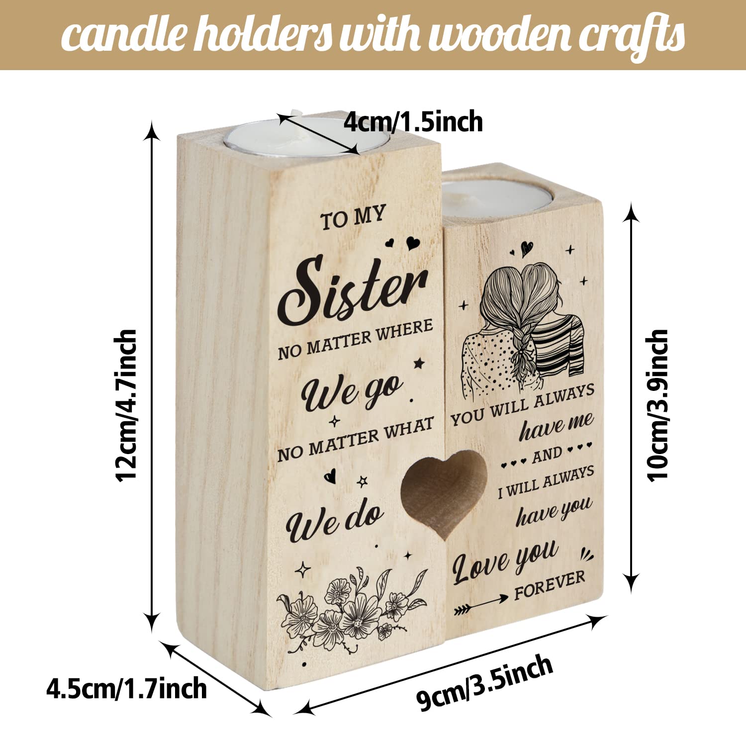 Heart-Shaped Candle Holders - Perfect Sister Gifts for Mother's Day, Birthday, Graduation, Christmas, Wedding & Thank You - Elegant Home Decor for Romantic Dinners, Spa Nights & Special Celebrations
