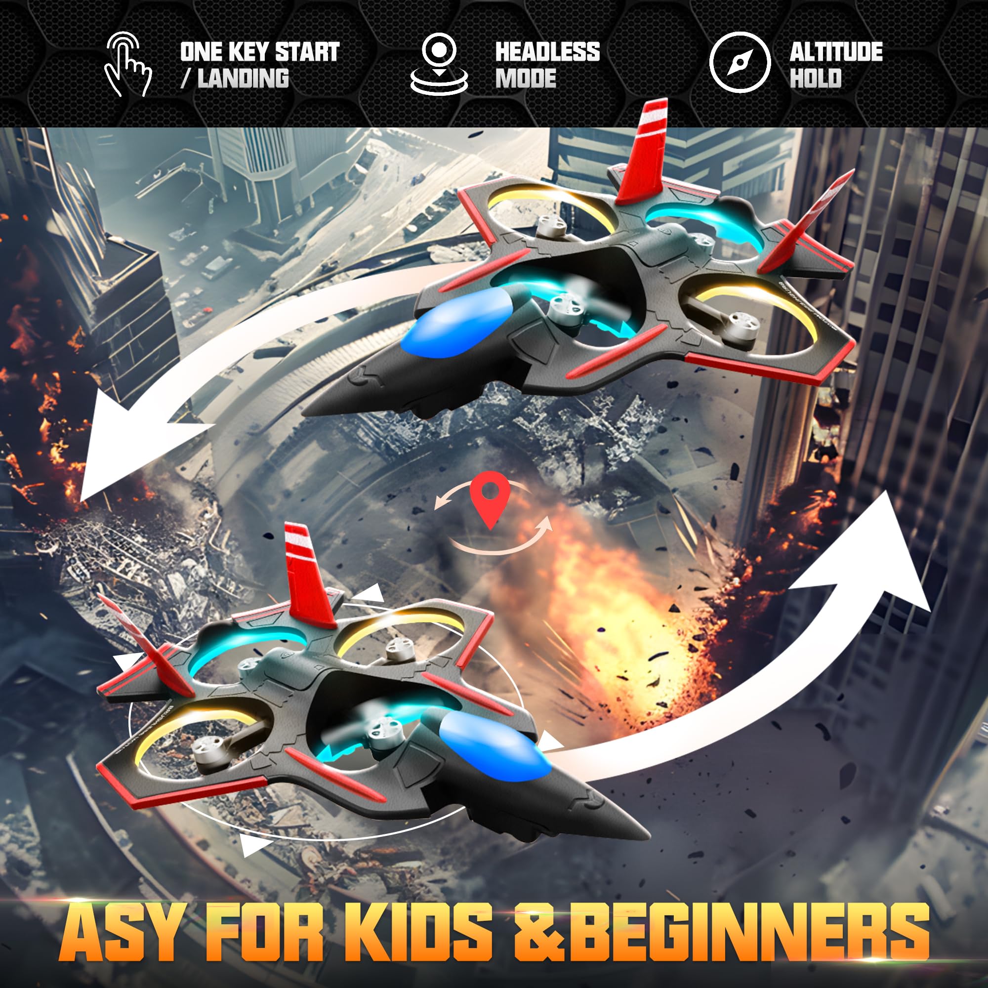 BEZGAR Brushless RC Plane with HD Camera - 2.4GHZ Remote Control Airplane for Kids & Beginners | 6-Axis Gyro Stabilization, 360° Flip Stunt, LED Navigation Lights, 2 Batteries | Outdoor Flying Drone for Park Play & Aerial Photography