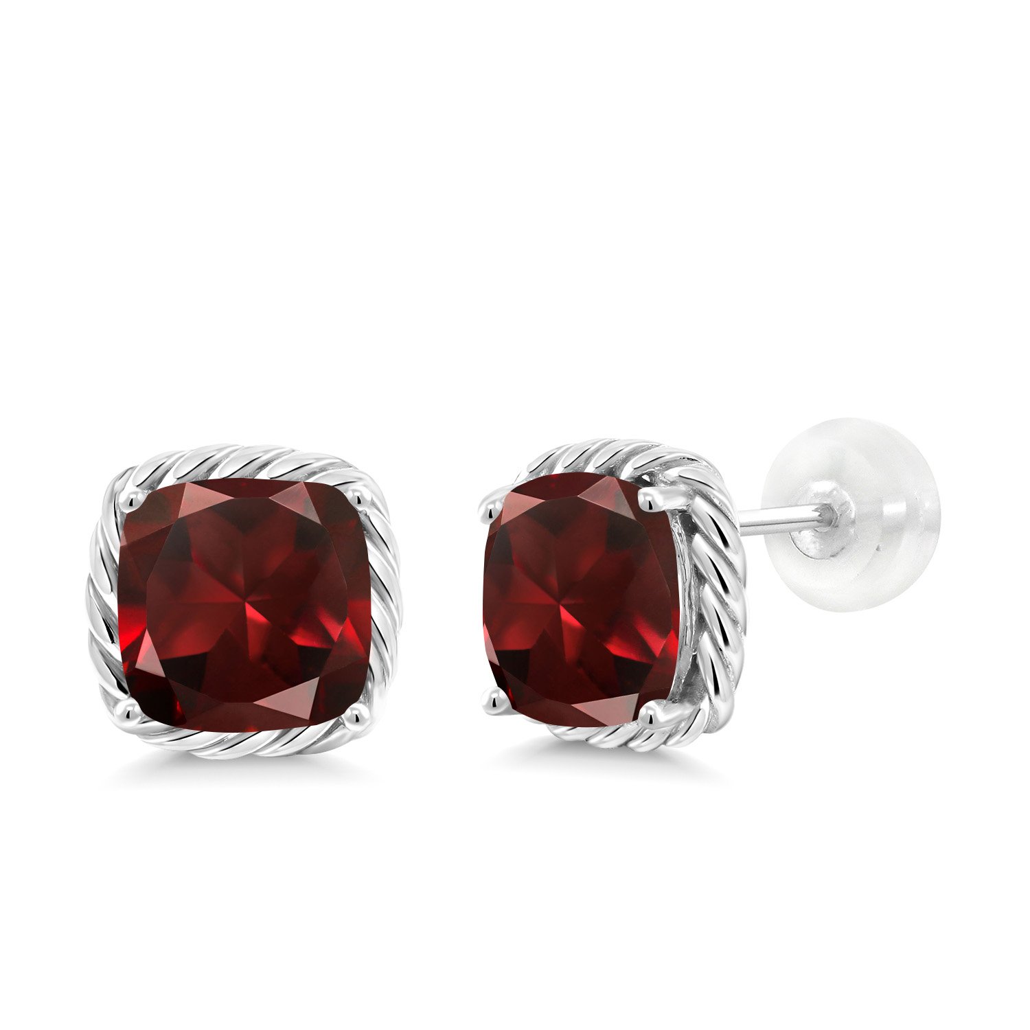 10K White Gold 7MM Cushion Cut Birthstone Stud Earrings for Women & Men | Gemstone Jewelry Gifts for Her, Mom, Wife | Fine Jewelry for Everyday Wear & Special Occasions