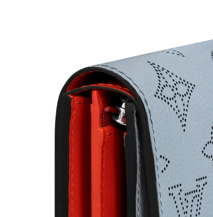Louis Vuitton Iris Compact Wallet in Mahina Leather - Blue Horizon & Pumpkin Color - Perfect for Everyday Use & Travel Accessories