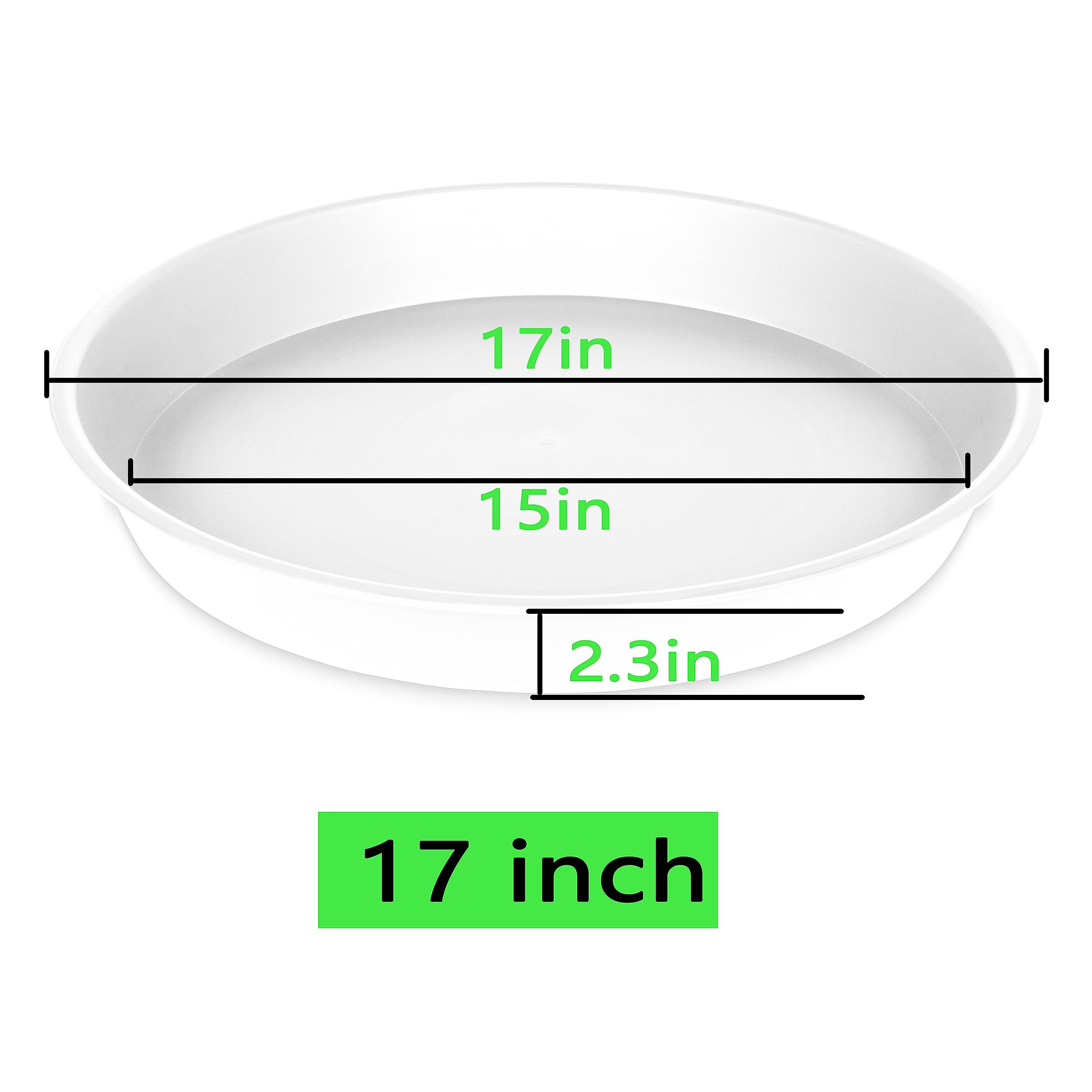 17 Inch Plant Saucers (2 Pack) - Round Plastic Flower Pot Trays for Indoor Plants, Fits 8-10 Inch Planters - Creamy White | Perfect for Home Decor, Balcony Gardens & Plant Drainage Protection