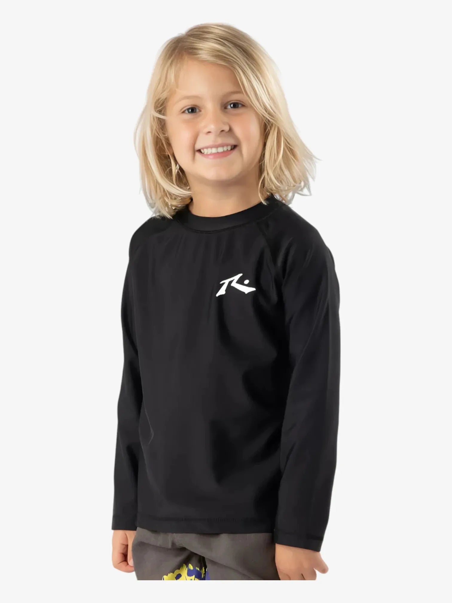Kids Black Lycra Long Sleeve Rash Guard Shirt - UV Protection Swimwear for Boys & Girls - Perfect for Swimming, Surfing, and Beach Activities