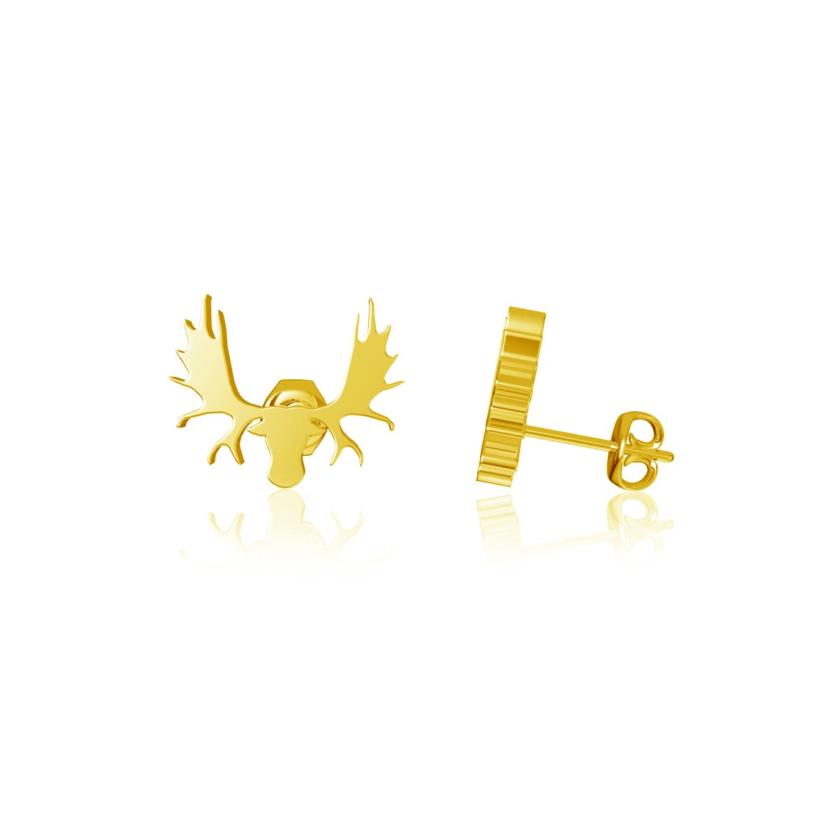 Dayna Designs Moose Stud Earrings - 14K Gold Plated Sterling Silver Small Hoop Earrings for Women & Girls | Perfect for Everyday Wear, Gift Giving & Outdoor Adventures