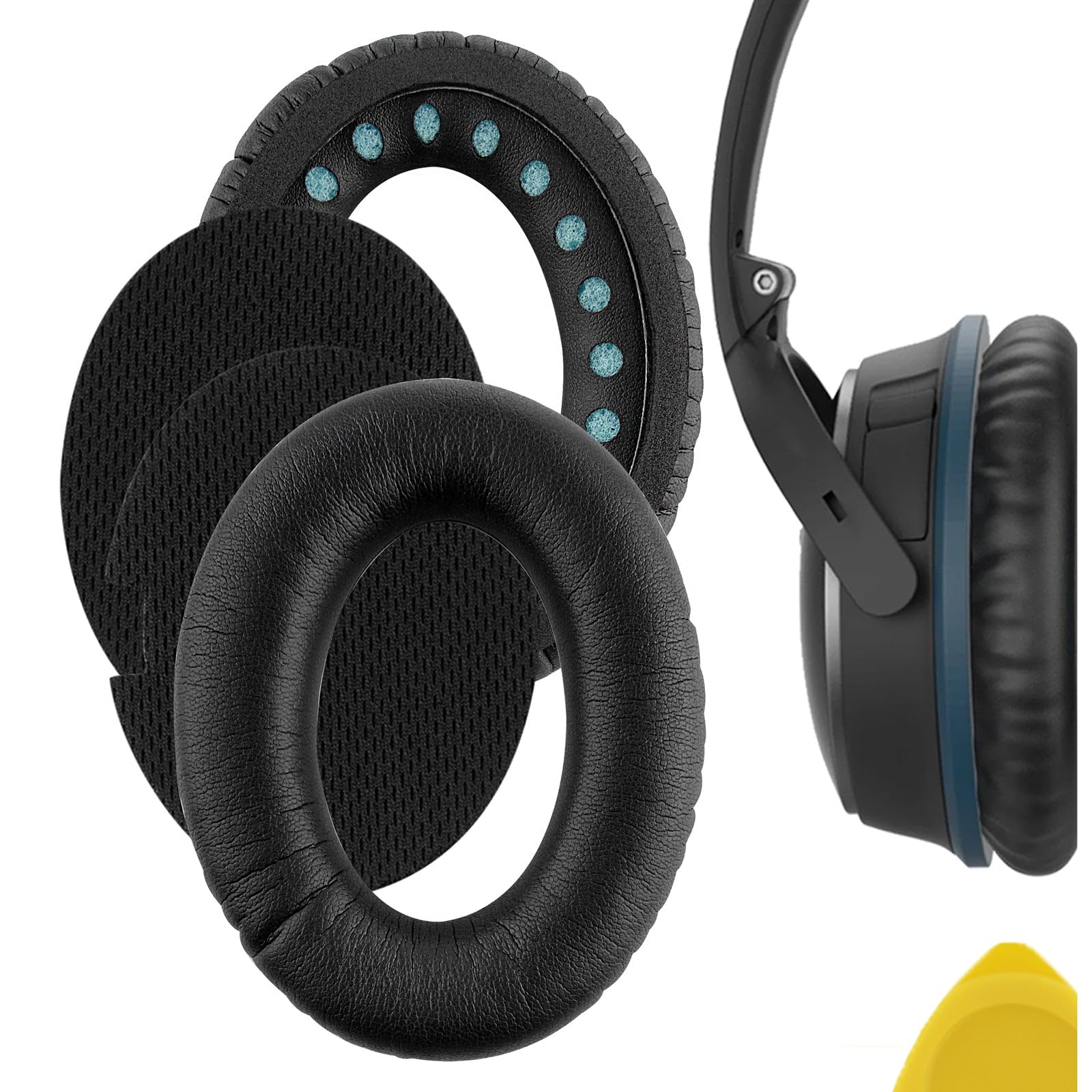 Geekria QuickFit Replacement Ear Pads for Bose QuietComfort 15 QC15 QC2 Headphones - Premium Noise Isolation Memory Foam Ear Cushions & Earpads (Black) - Perfect for Travel, Office & Gaming Comfort