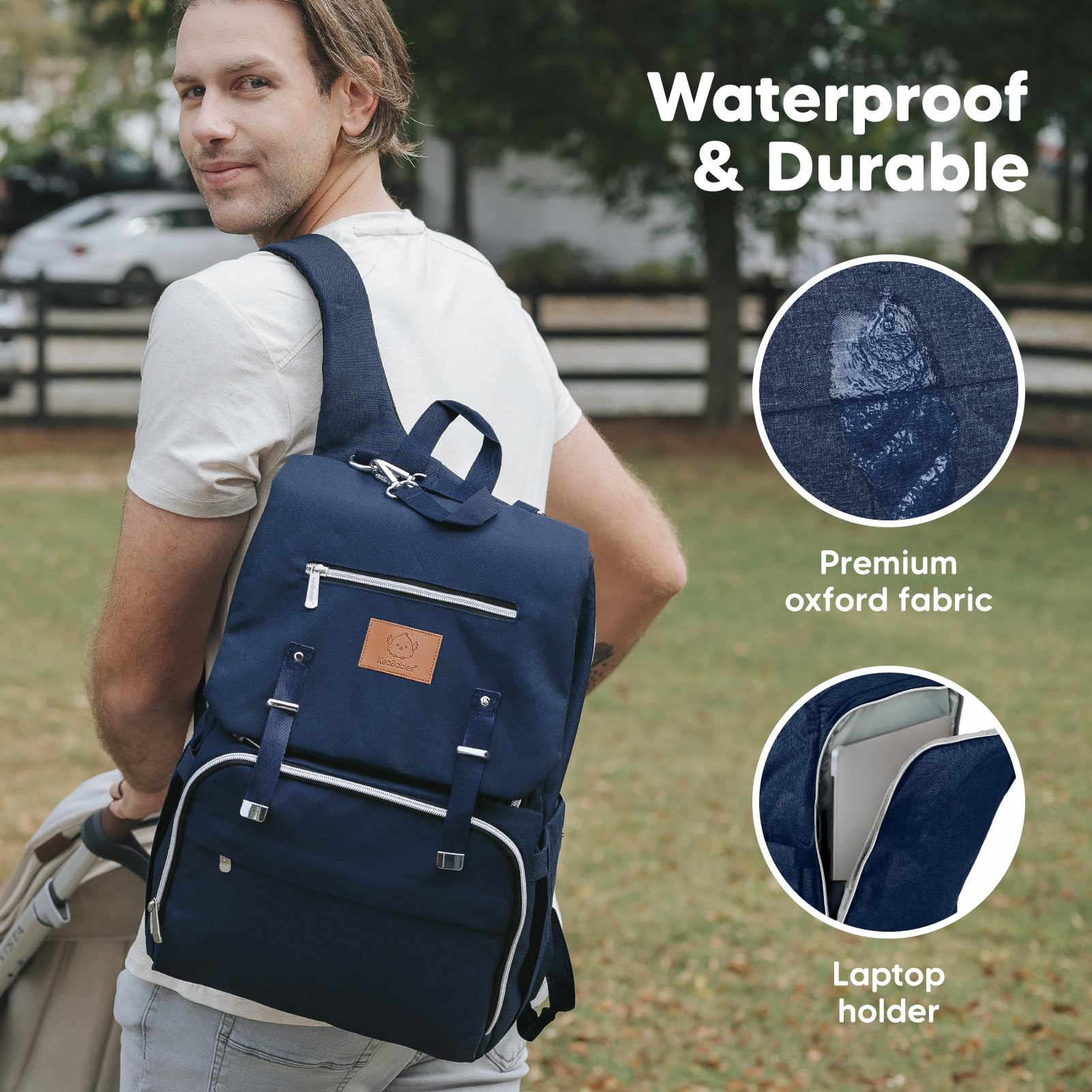 KeaBabies Baby Diaper Backpack - Large Waterproof Diaper Bag for Boys & Girls, Travel Backpack with Changing Pad (Navy Blue) | Perfect for Daycare, Travel & On-the-Go Parents