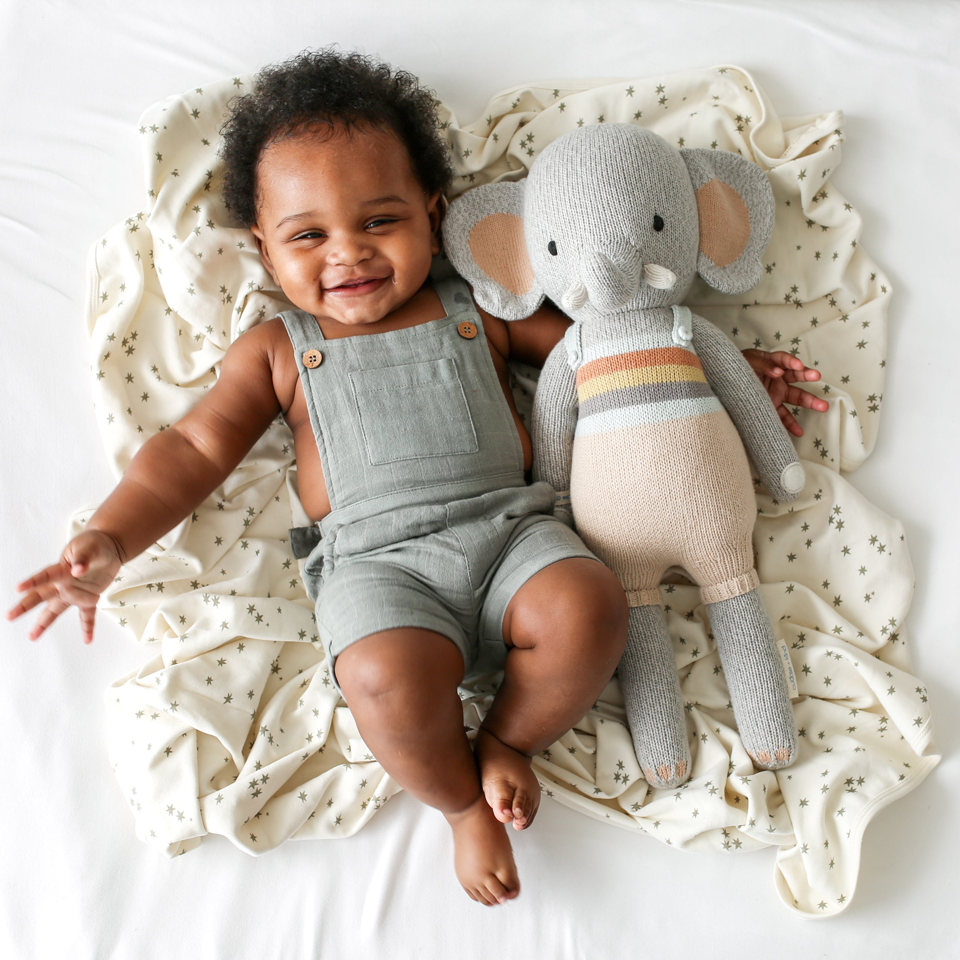 Cuddle+Kind Evan the Elephant Plush Toy - Organic Cotton Stuffed Animal for Babies & Kids | Soft, Huggable & Safe | Perfect for Nursery Decor, Gifts & Cuddling