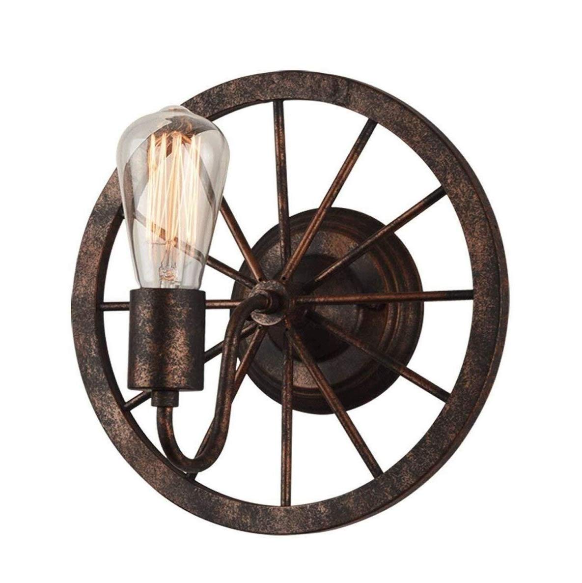 Vintage Industrial LED Wall Sconce - Modern Round Wall Hanging Lamp with Antique Finish for Living Room, Dining Table & Aisle Lighting | Energy-Efficient Home Decor & Mood Lighting Solution