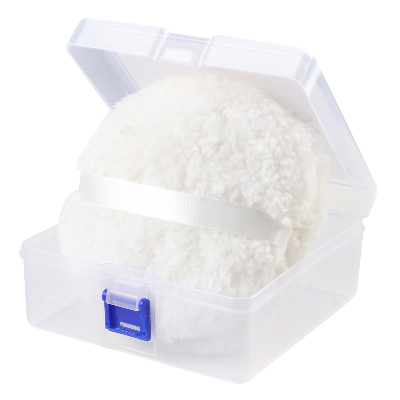 6 Inch Large Powder Puff for Body Powder - Soft Washable Makeup Sponge with Container - Face & Body Powder Applicator for Women (White) - Perfect for Loose Powder, Setting Powder & Body Talc Application
