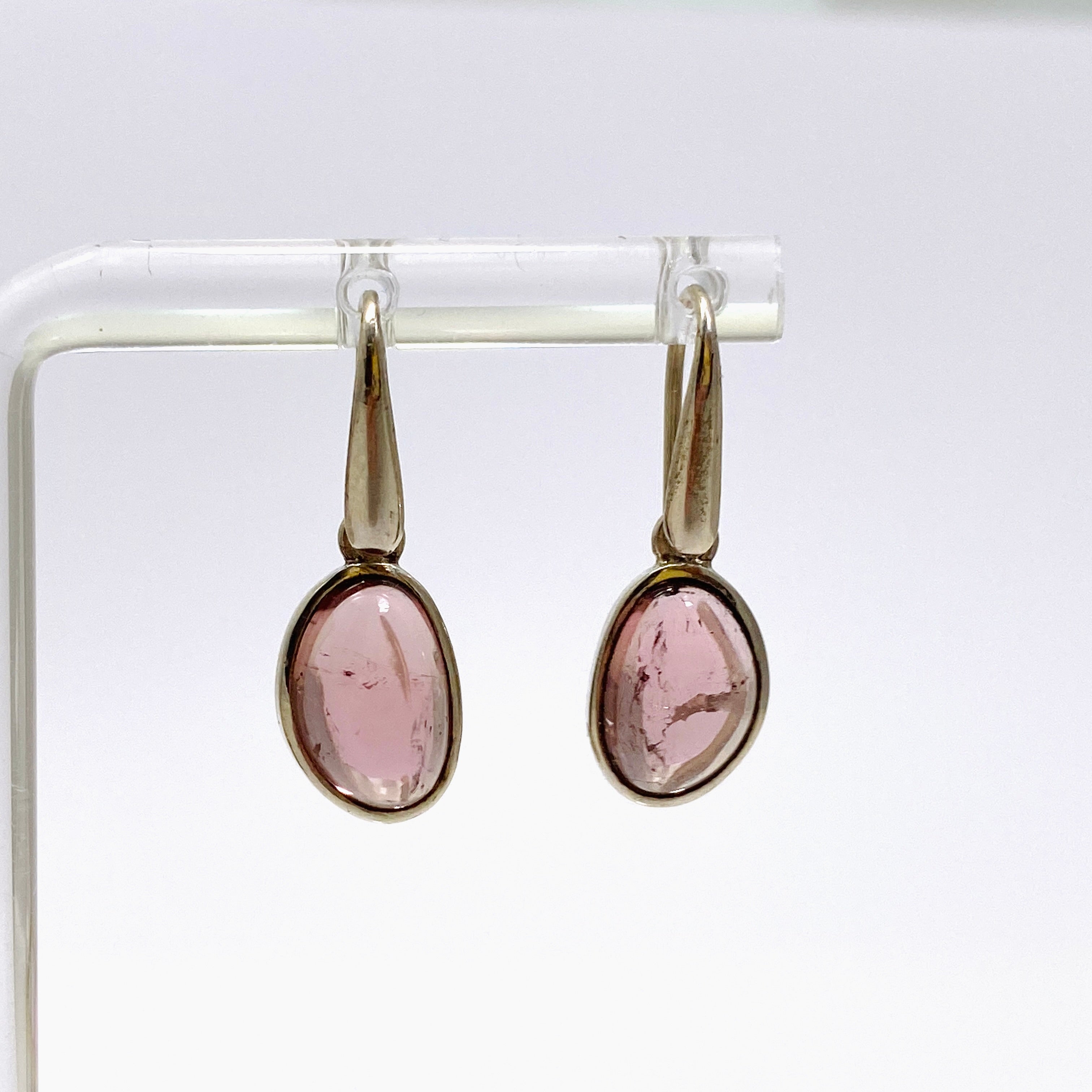 Natural Pink Tourmaline Freeform Cabochon Earrings - Handmade Boho Jewelry for Women - Perfect for Weddings, Parties & Everyday Wear