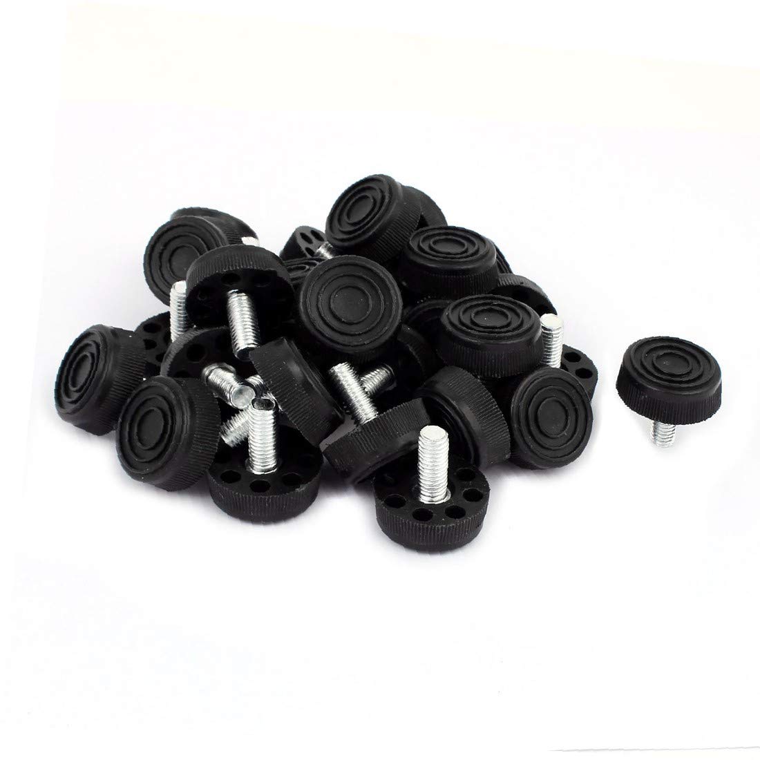 Adjustable M8 x 18mm Furniture Leveling Feet - 30pcs Black Table Leg Levelers for Wobble-Free Stability | Perfect for Tables, Chairs, Cabinets & Office Furniture
