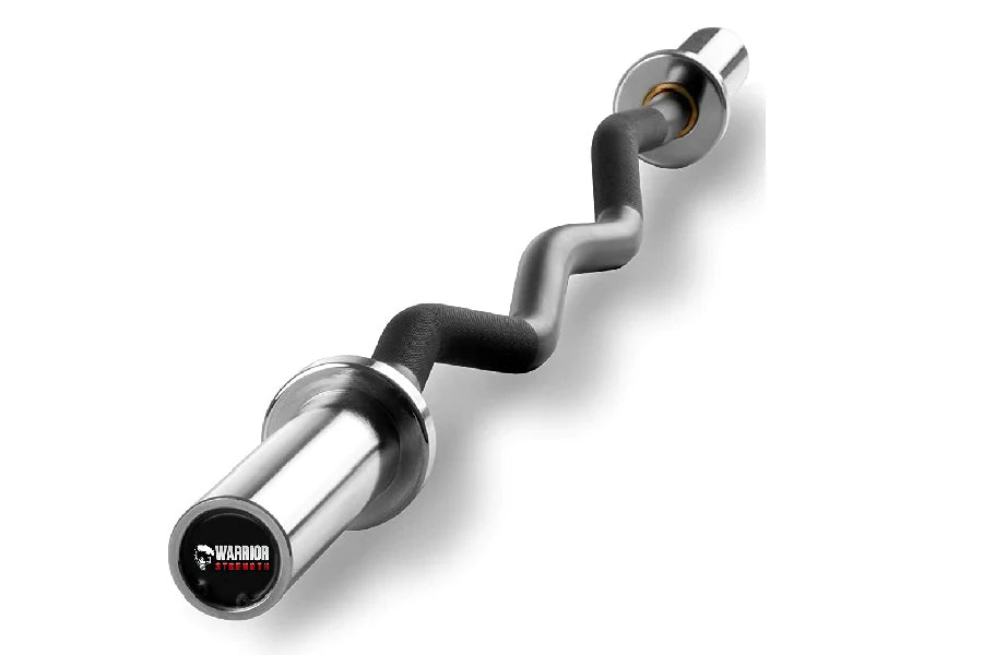 Warrior Chrome Olympic Curl Barbell - 45LB Black Weightlifting Bar for Strength Training & Home Gym Workouts
