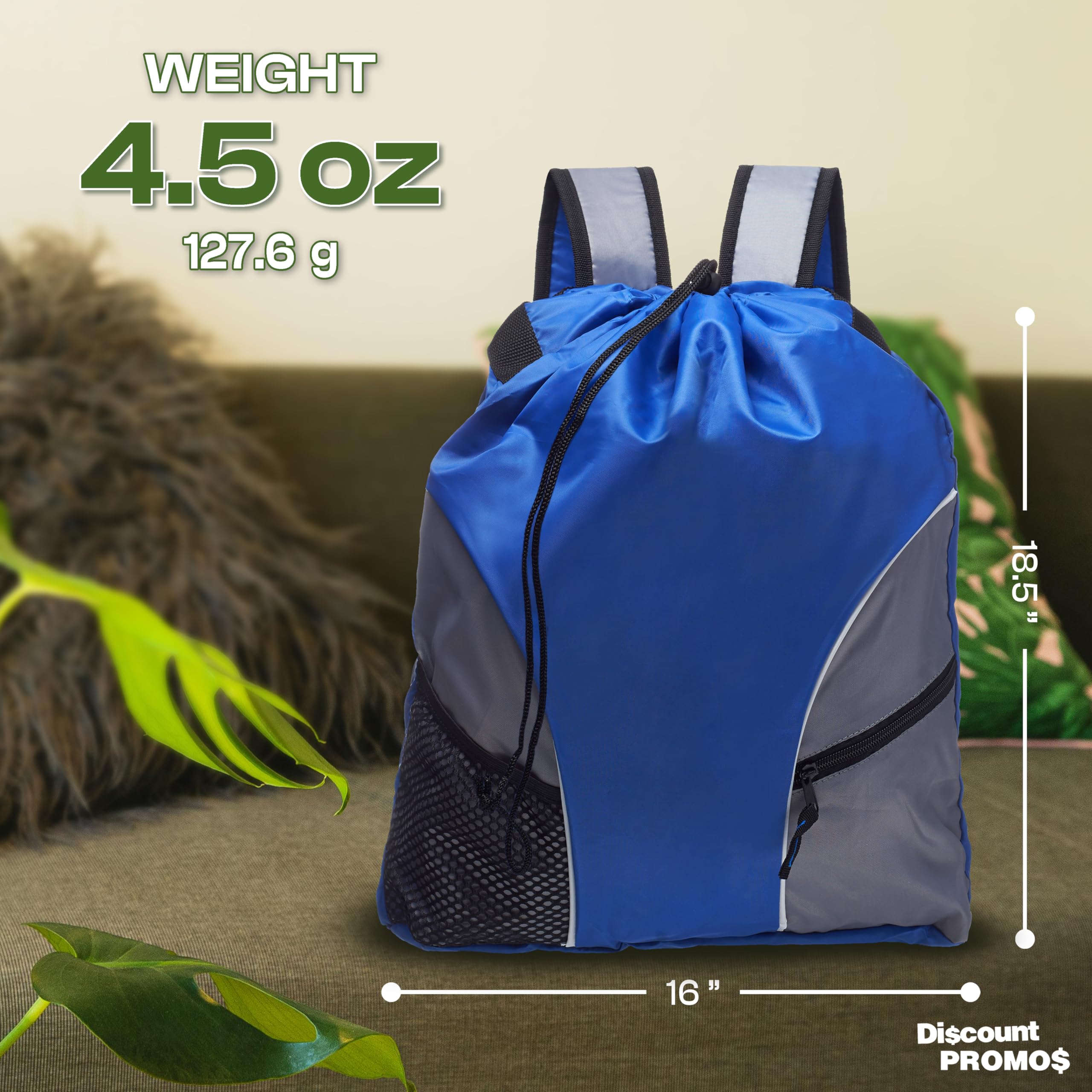 6 Pack Sporter Drawstring Backpacks - Lightweight Cinch Bags for Gym, Travel & School | Bulk Unisex Backpacks in Blue | Perfect for Sports, Beach & Everyday Use