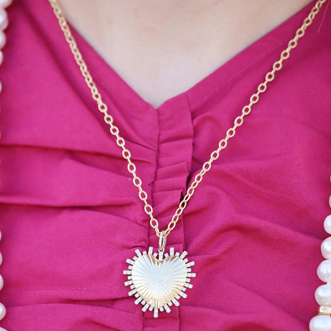 14K Gold Heart Pendant Necklace with Diamond Accents - Elegant Jewelry Gift for Women, Perfect for Valentine's Day, Anniversary & Special Occasions