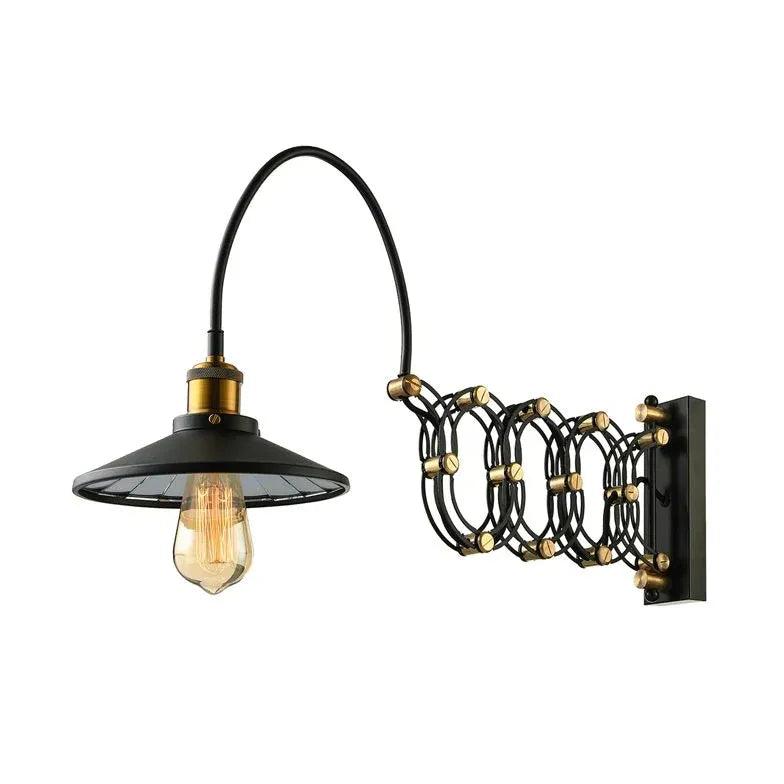 Industrial Black Extendable Wall Light - Adjustable Swing Arm Sconce for Bedroom, Living Room, and Office Lighting