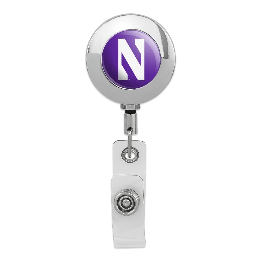 Northwestern University ID Badge Holder - Metal Chrome Clip for Work & Campus