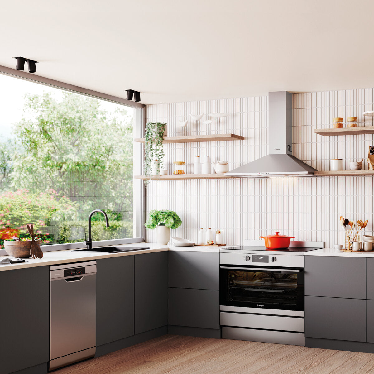 Westinghouse 90cm Dual Fuel Freestanding Cooker Stainless Steel WFE9515SD - Professional Gas & Electric Range for Home Kitchen Cooking, Baking & Entertaining