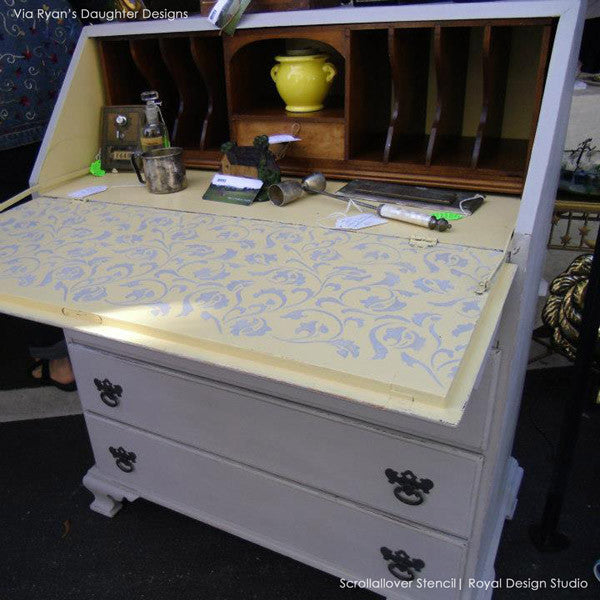 Scrollallover Furniture Stencil - Reusable DIY Wood Stencils for Painting & Decorating - Perfect for Home Decor, Cabinets, Walls, and DIY Craft Projects