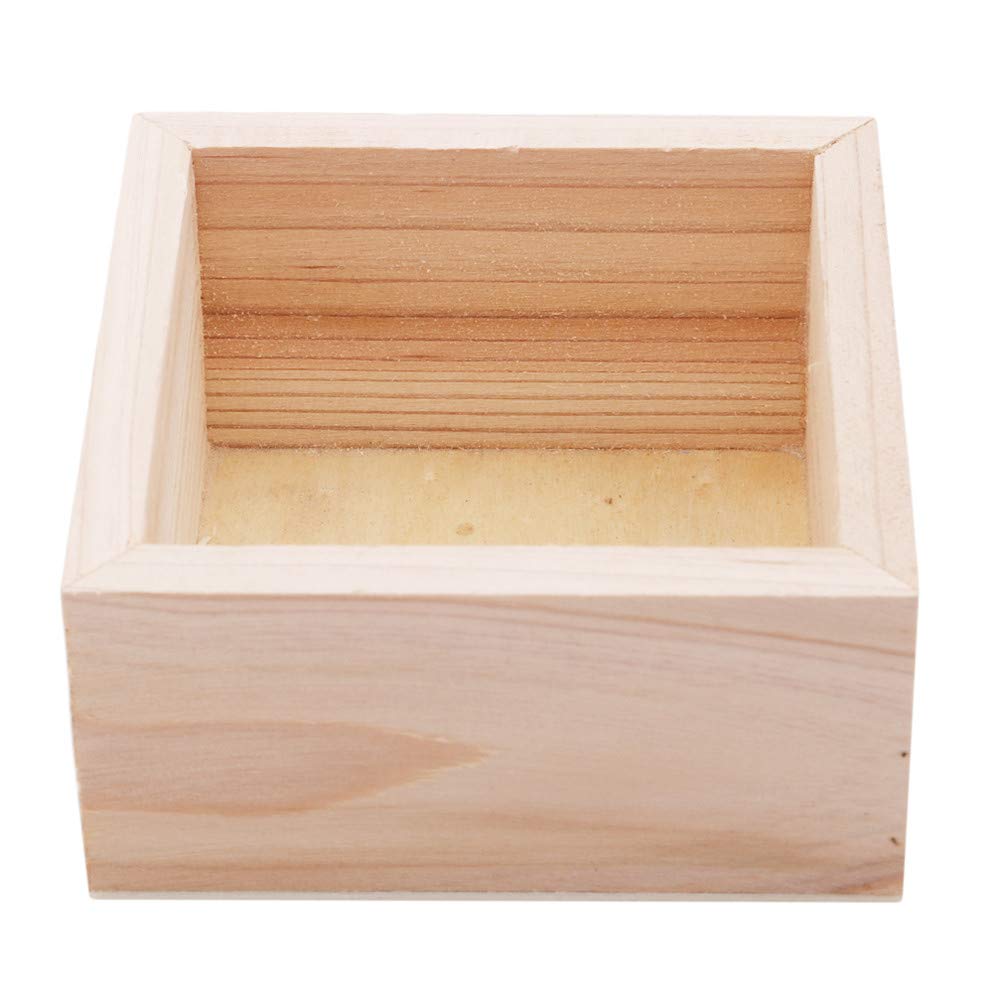 Vintage Wooden Square Flower Pot for Succulents - Natural Wood Color Garden & Desktop Decor - Perfect for Home, Office, and Indoor Plant Display